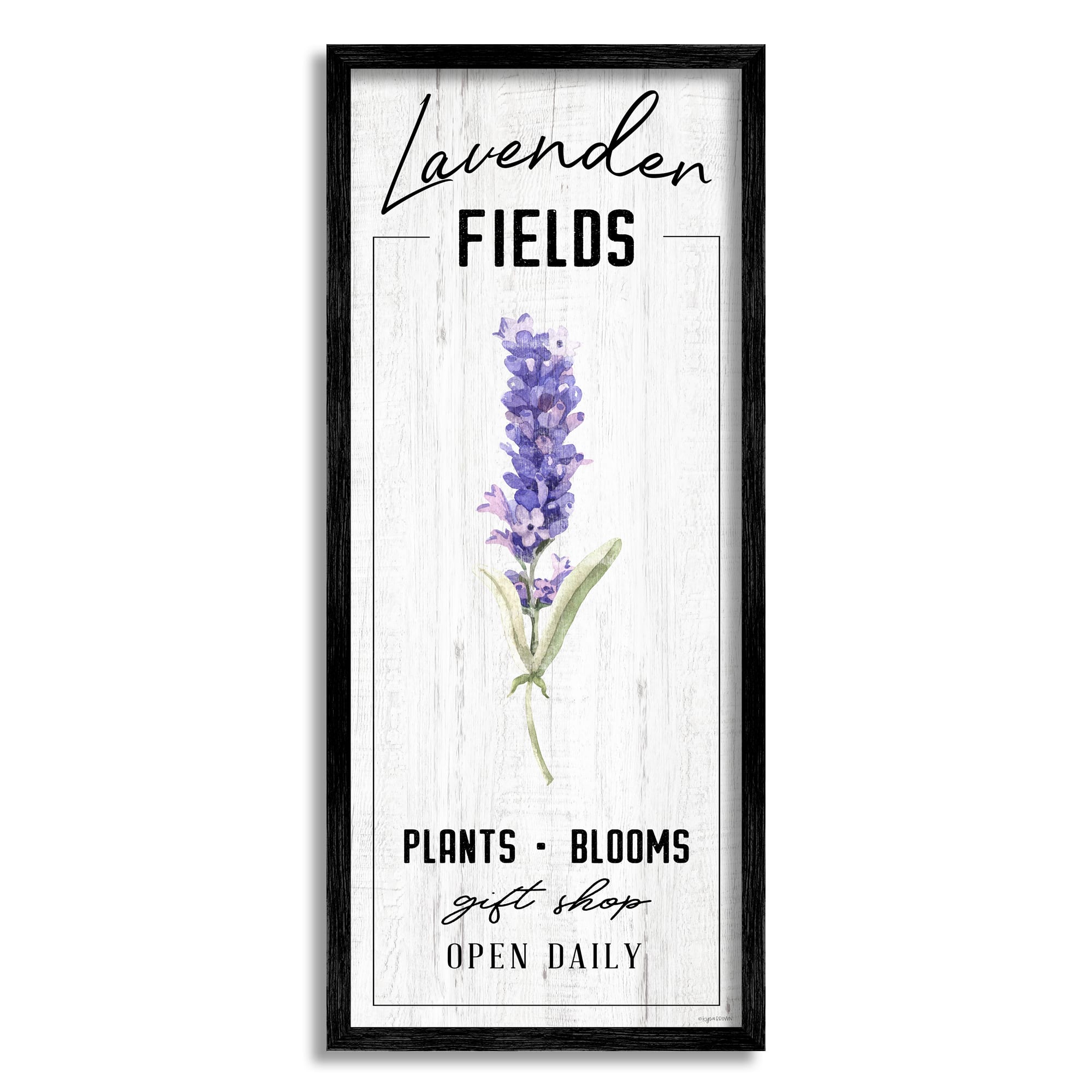 Stupell Industries Lavender Fields Purple Farm Florals Gift Shop Sign in Black Frame Wall Art
