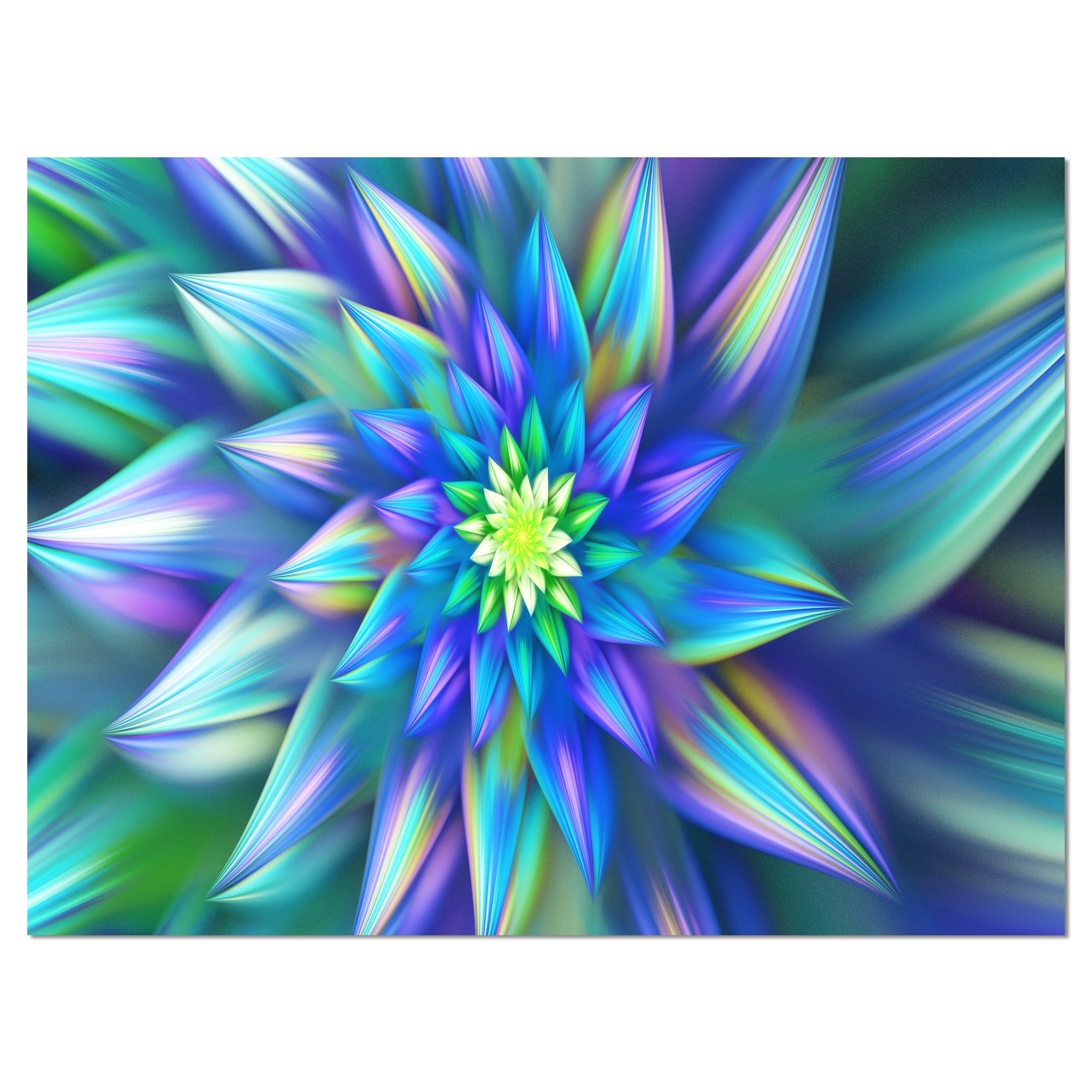 Designart - Huge Light Blue Fractal Flower - Floral Canvas Art Print