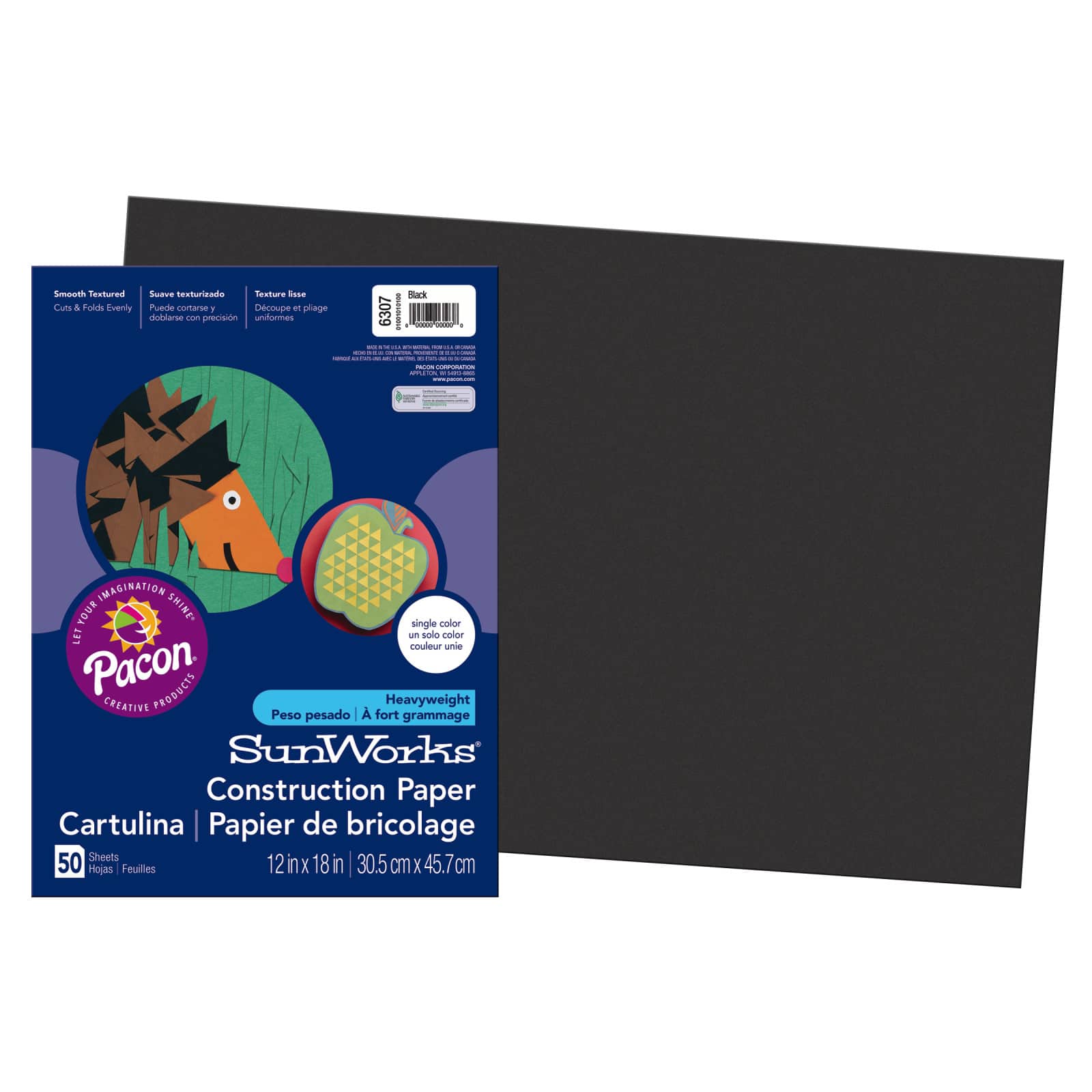Pacon® SunWorks® 12 x 18 Black Construction Paper, 50ct.