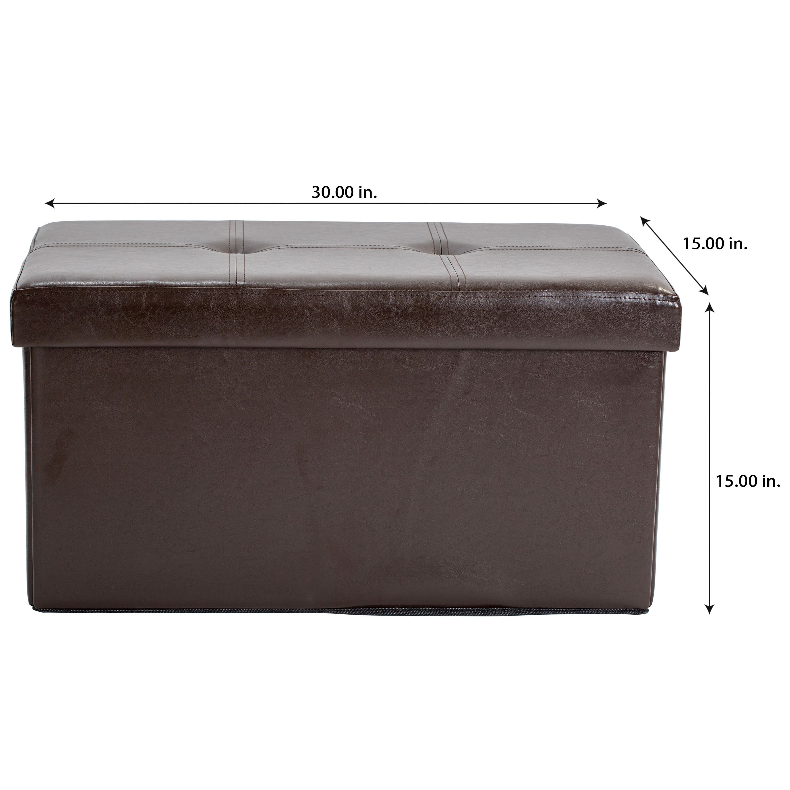 Simplify Faux Leather Double Folding Storage Ottoman