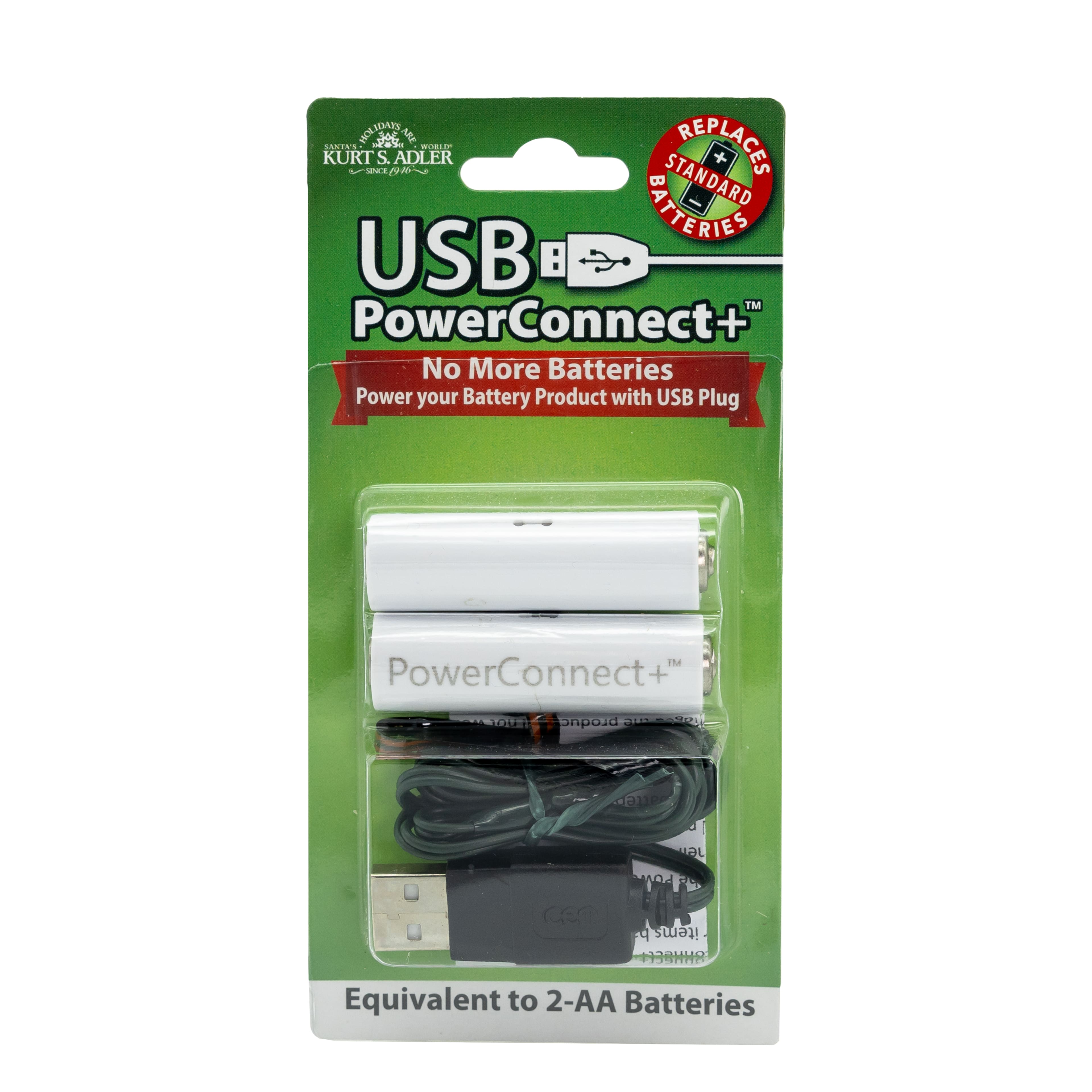 Kurt S. Adler USB Power Connect+&#x2122; 2AA Battery Converter