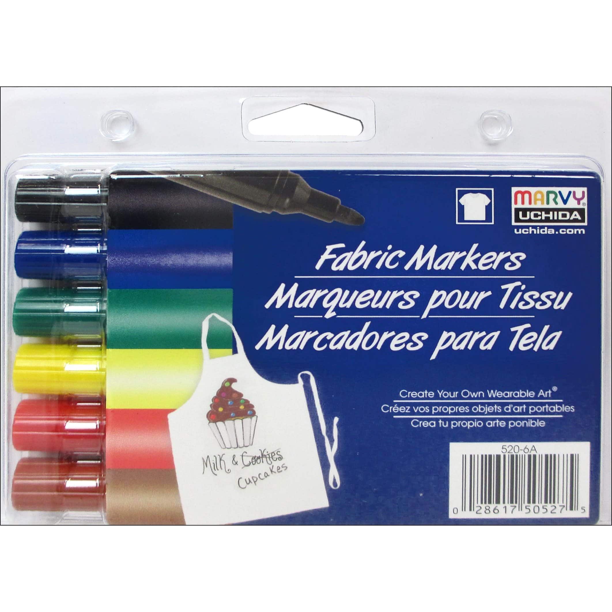 Marvy Uchida Broad 6 Color Primary Fabric Marker Set By Marvy Uchida