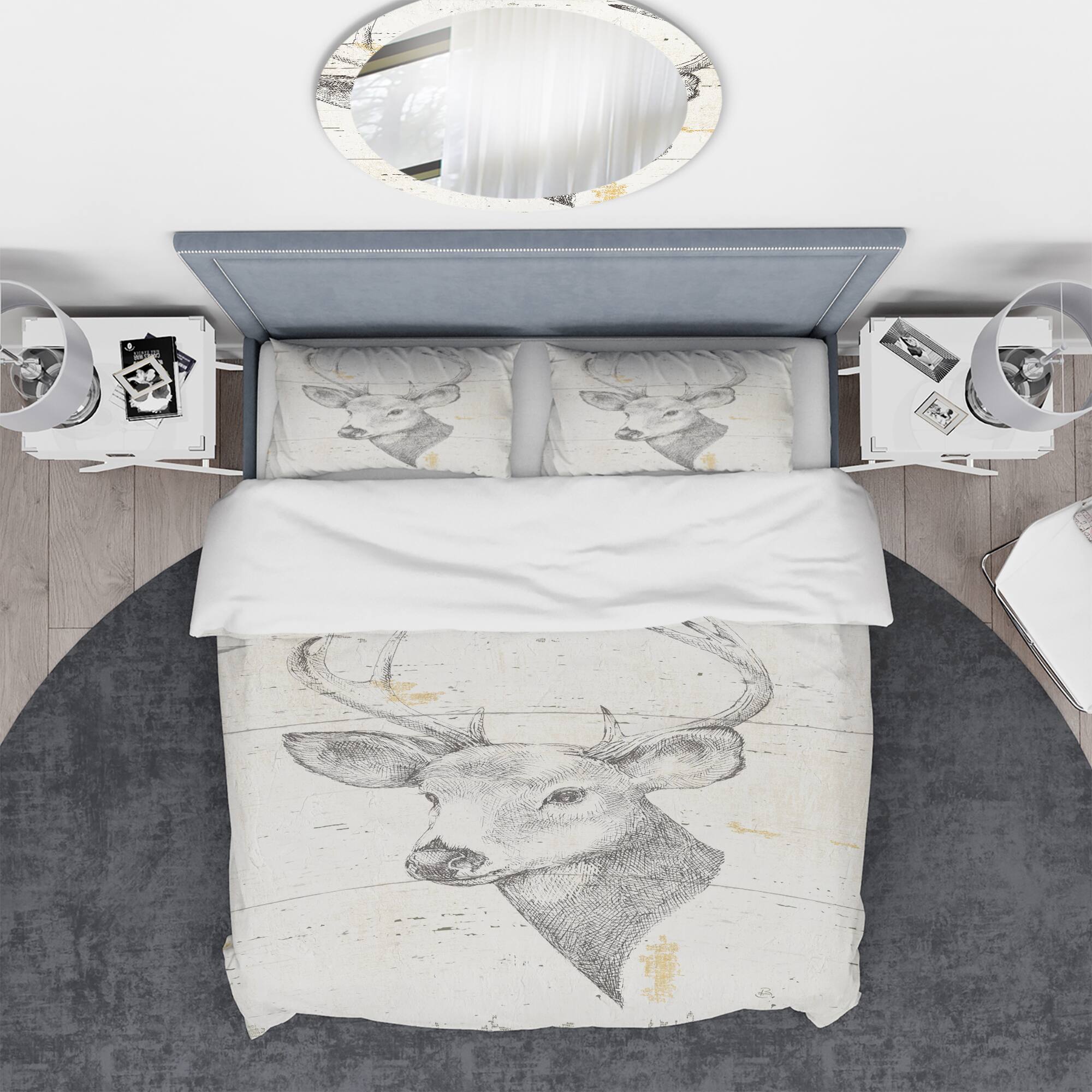 Designart &#x27;Deer Wild and Beautiful II&#x27; Farmhouse Bedding Set - Duvet Cover &#x26; Shams