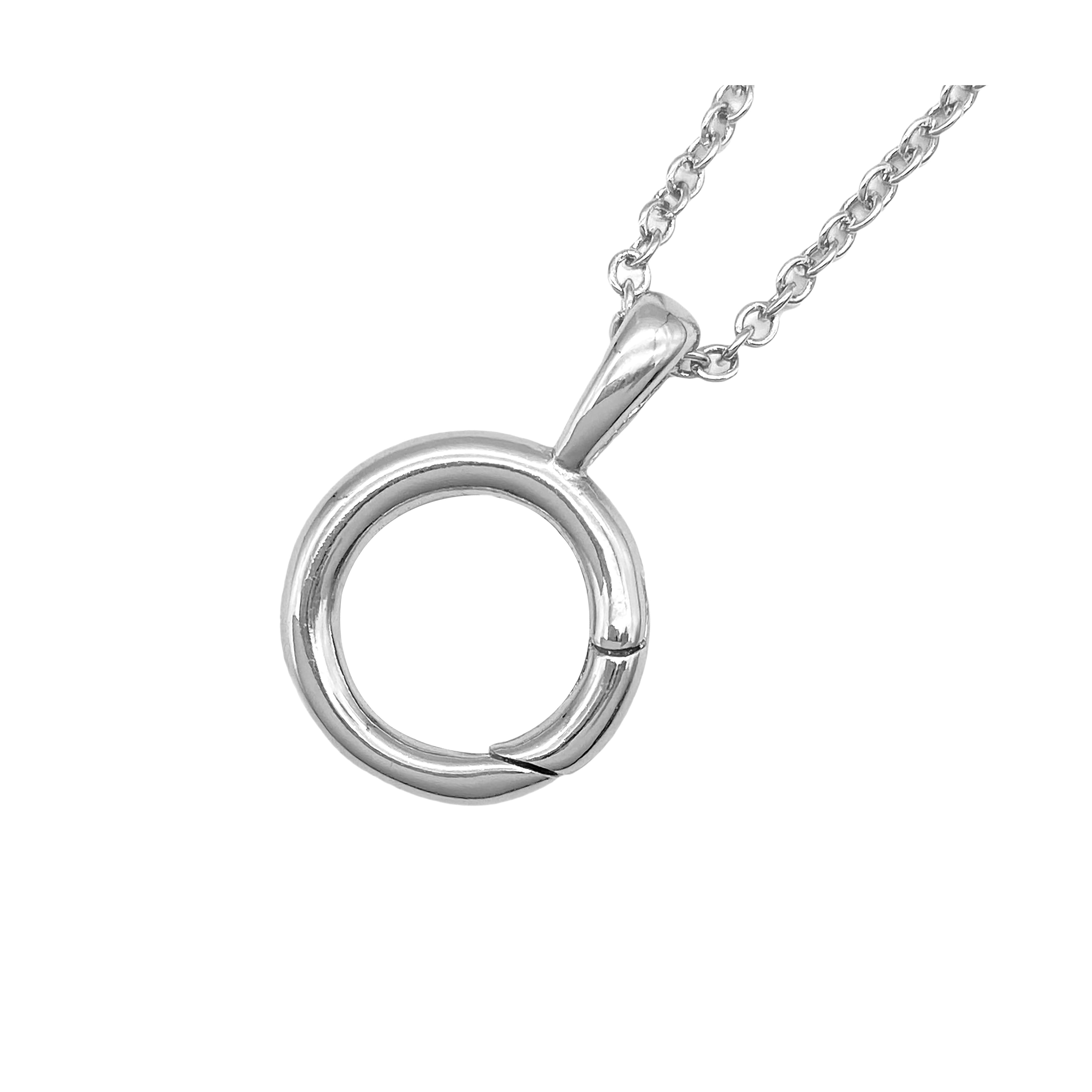 Rhodium Cable Necklace with Circle Charm Holder by Bead Landing™