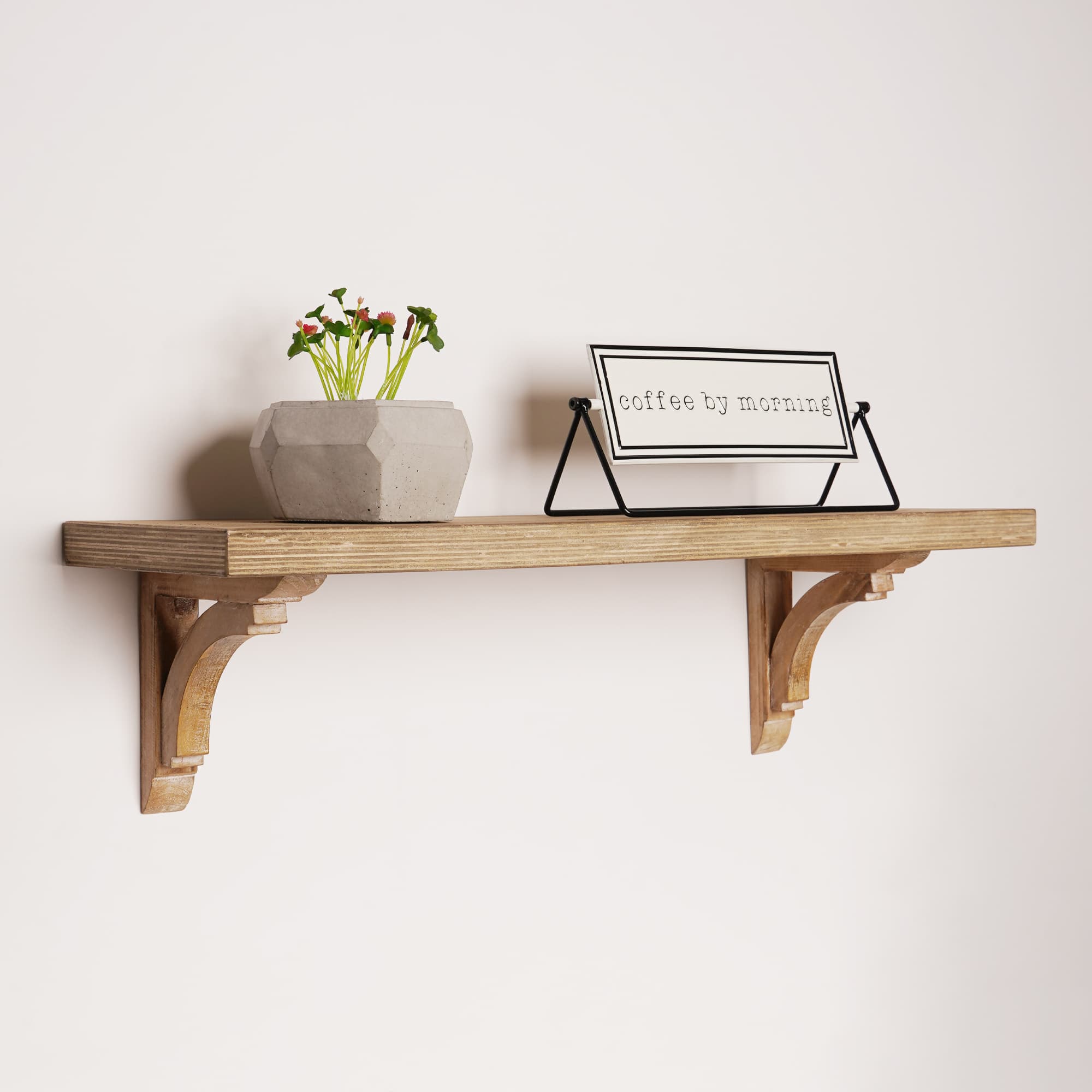 Natural Distressed Antique Wood Corbel Shelf Brackets (Set of 2)