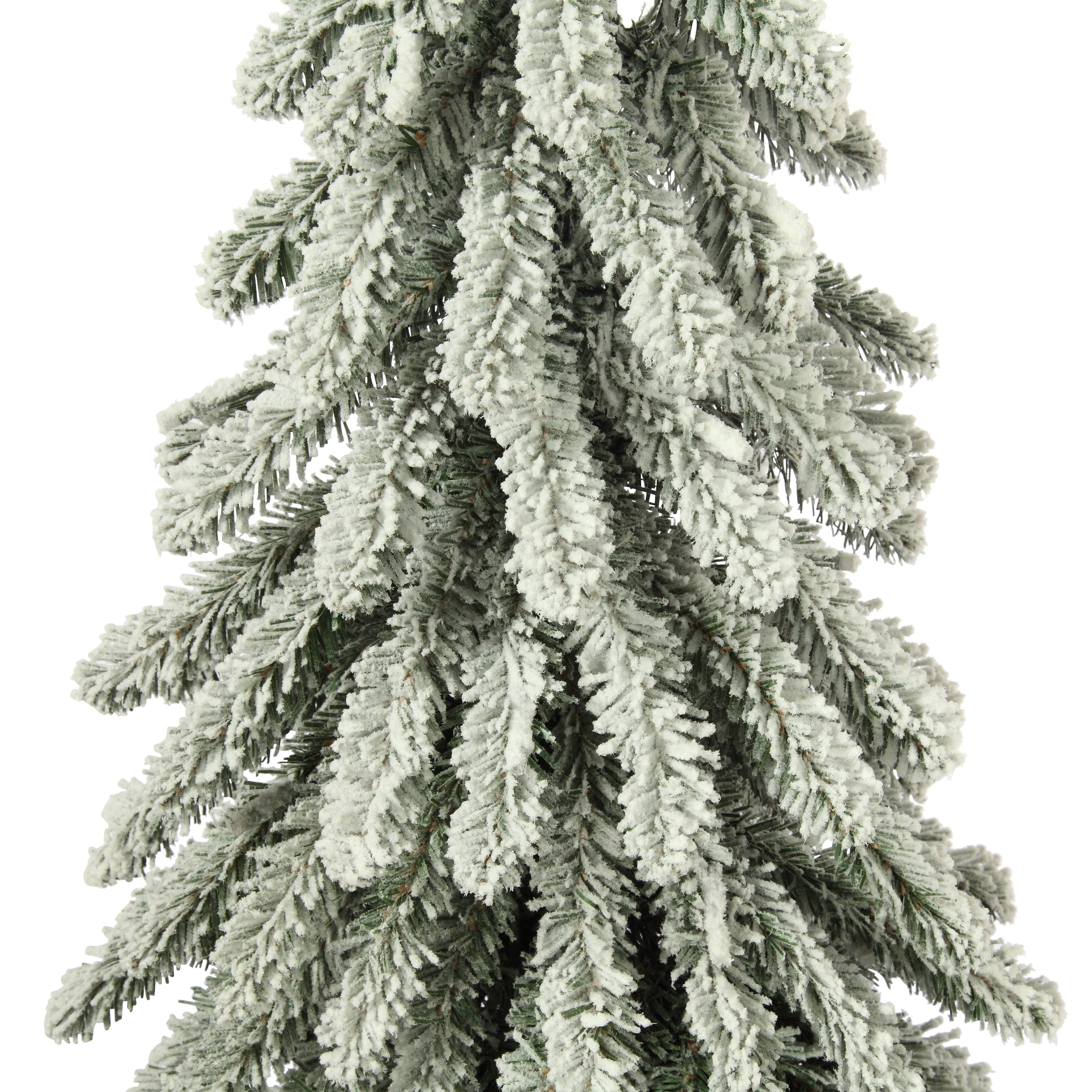 2ft. Pre-Lit Lightly Flocked Artificial Alpine Christmas Tree, Warm White LED Lights