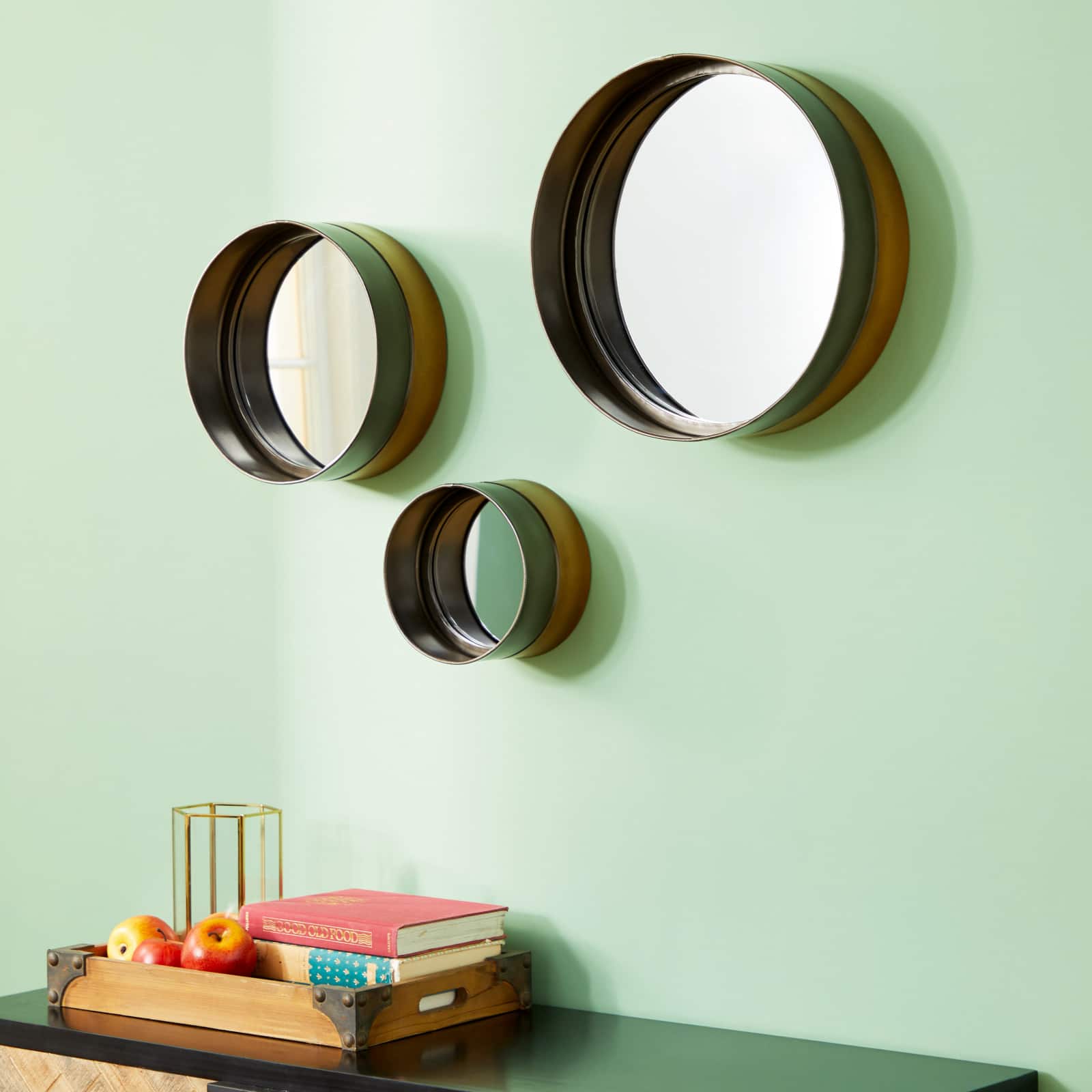 Black Metal Wall Mirror Set