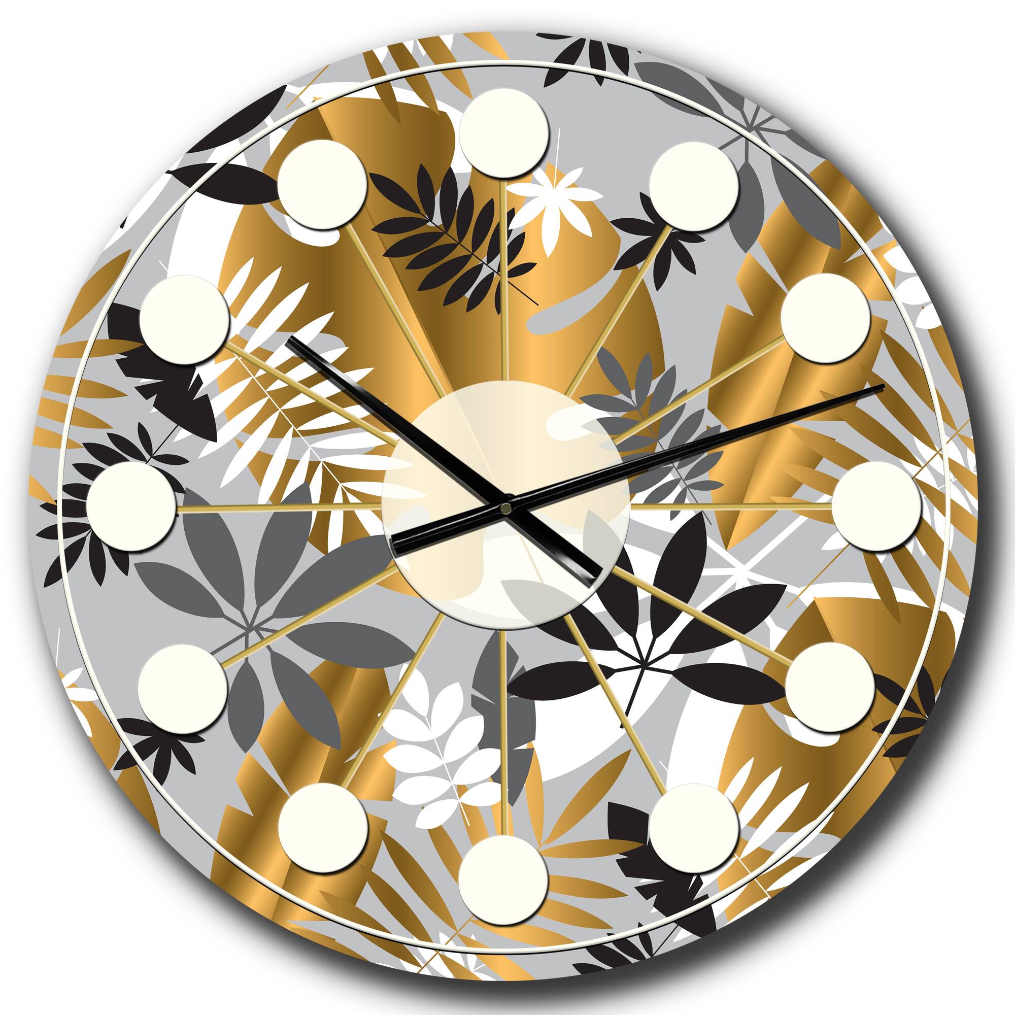 Designart Geometric Luxury Jungle Foliage Mid-Century Modern Wall Clock