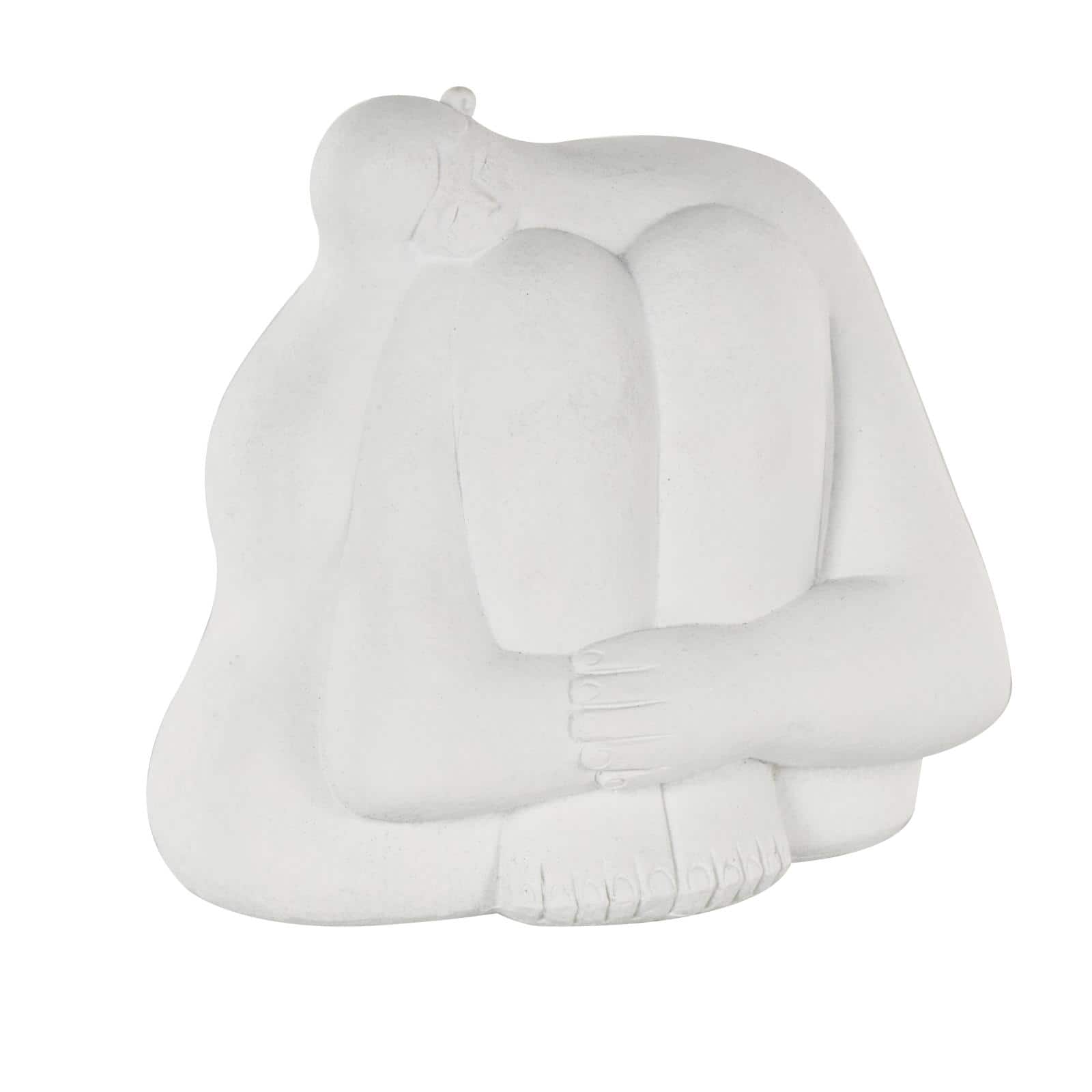 White Abstract Tucked Sitting People Sculpture Set