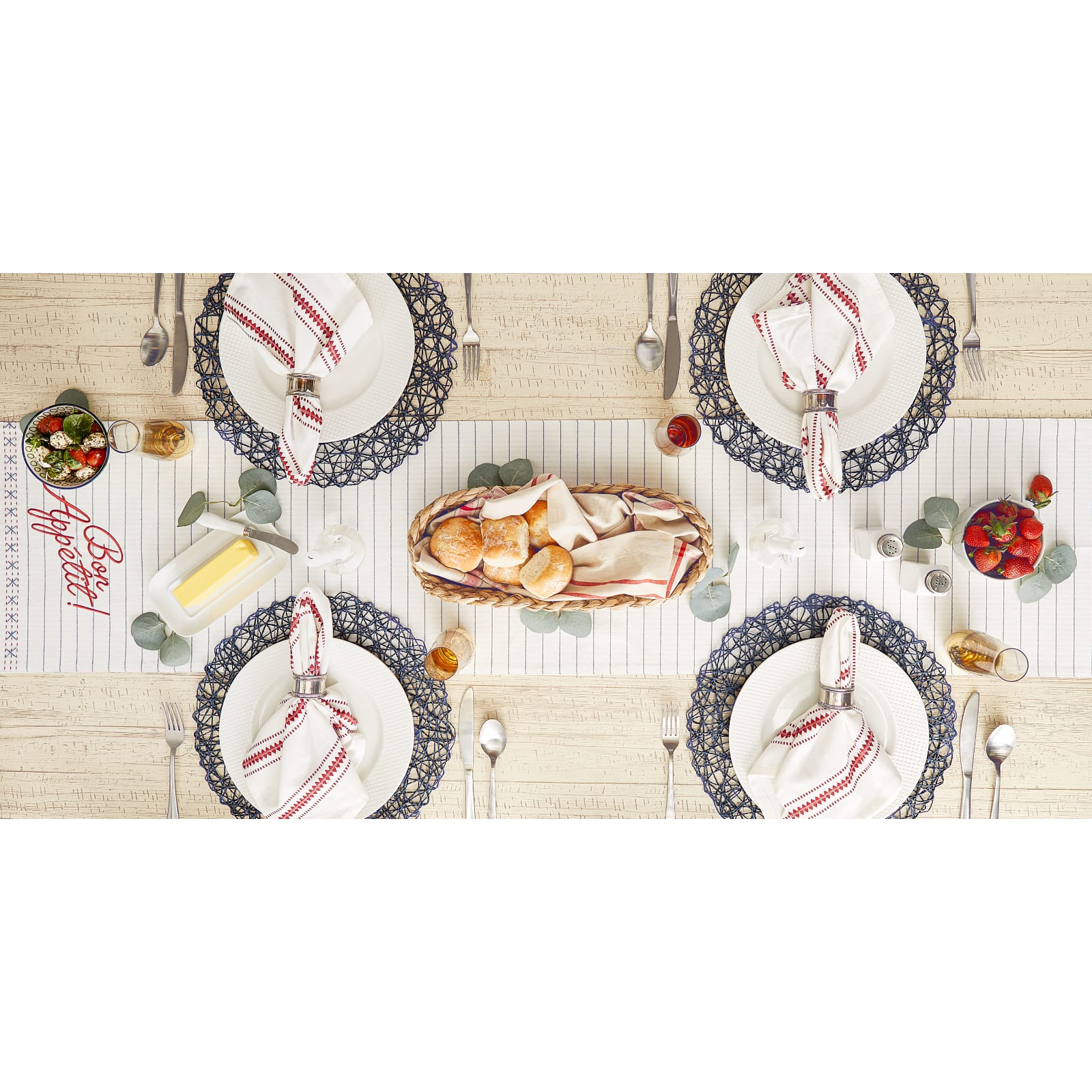 Bon Appetit Embellished Table Runner 14" x 72"
