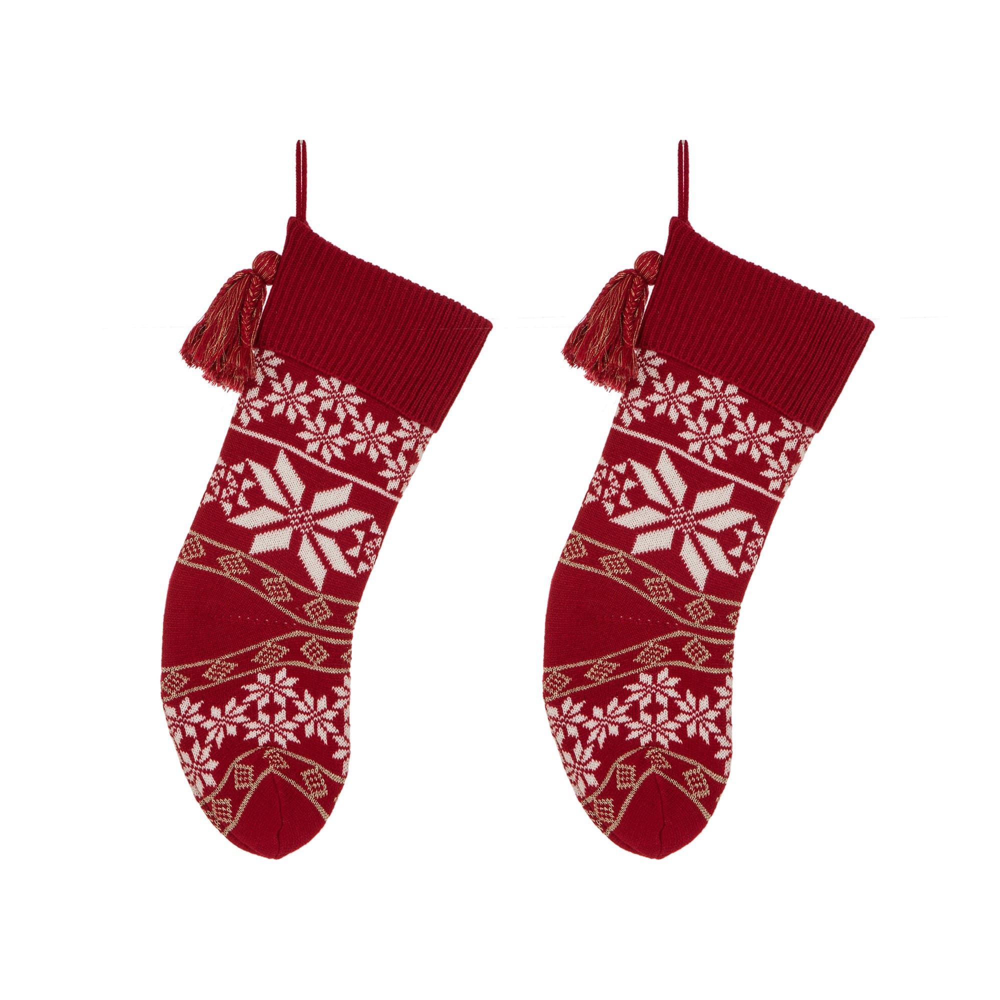 Glitzhome&#xAE; 24&#x22; Knitted Snowflake Christmas Stockings, 2ct.