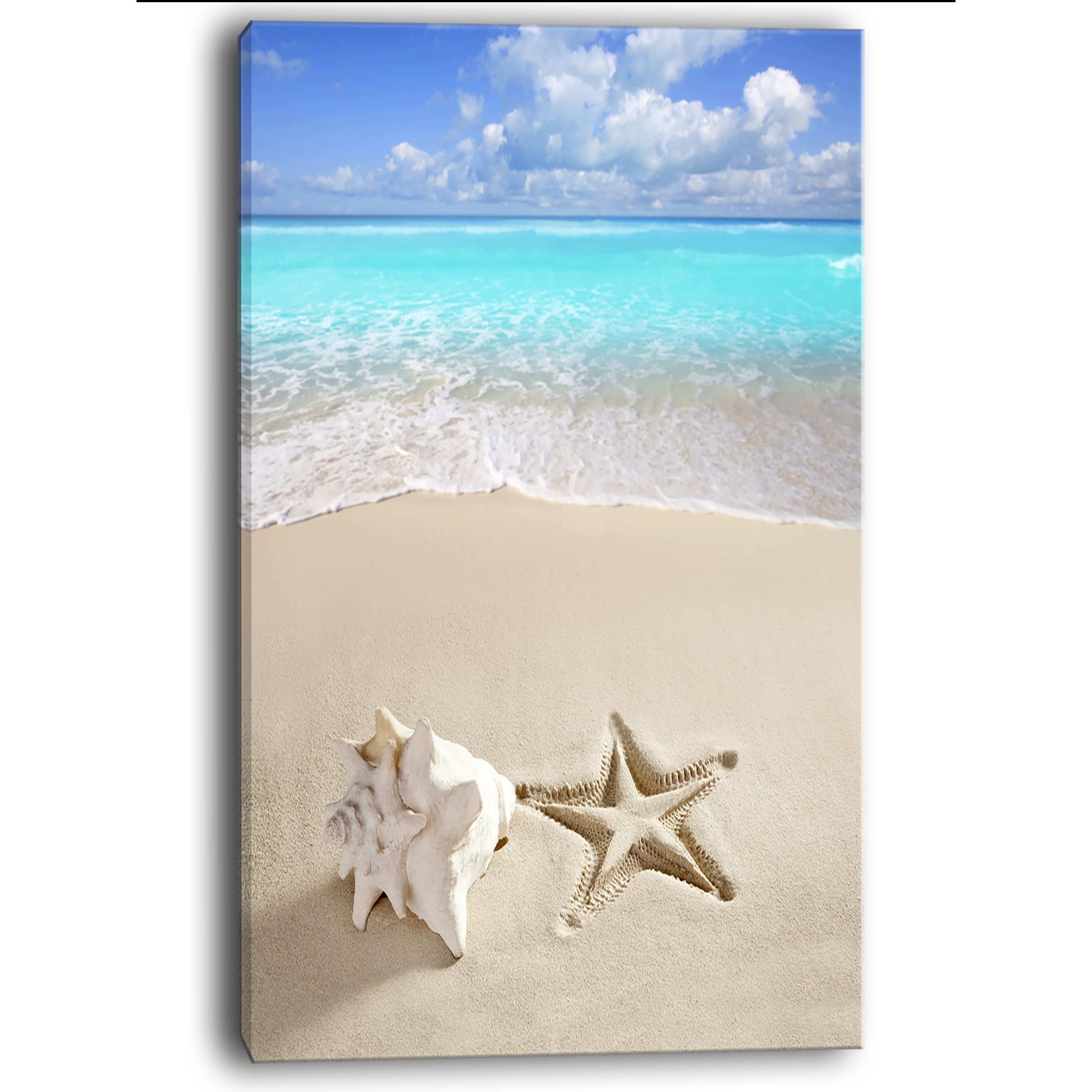 Designart - Caribbean Beach Starfish - Beach Photography Canvas Art Print