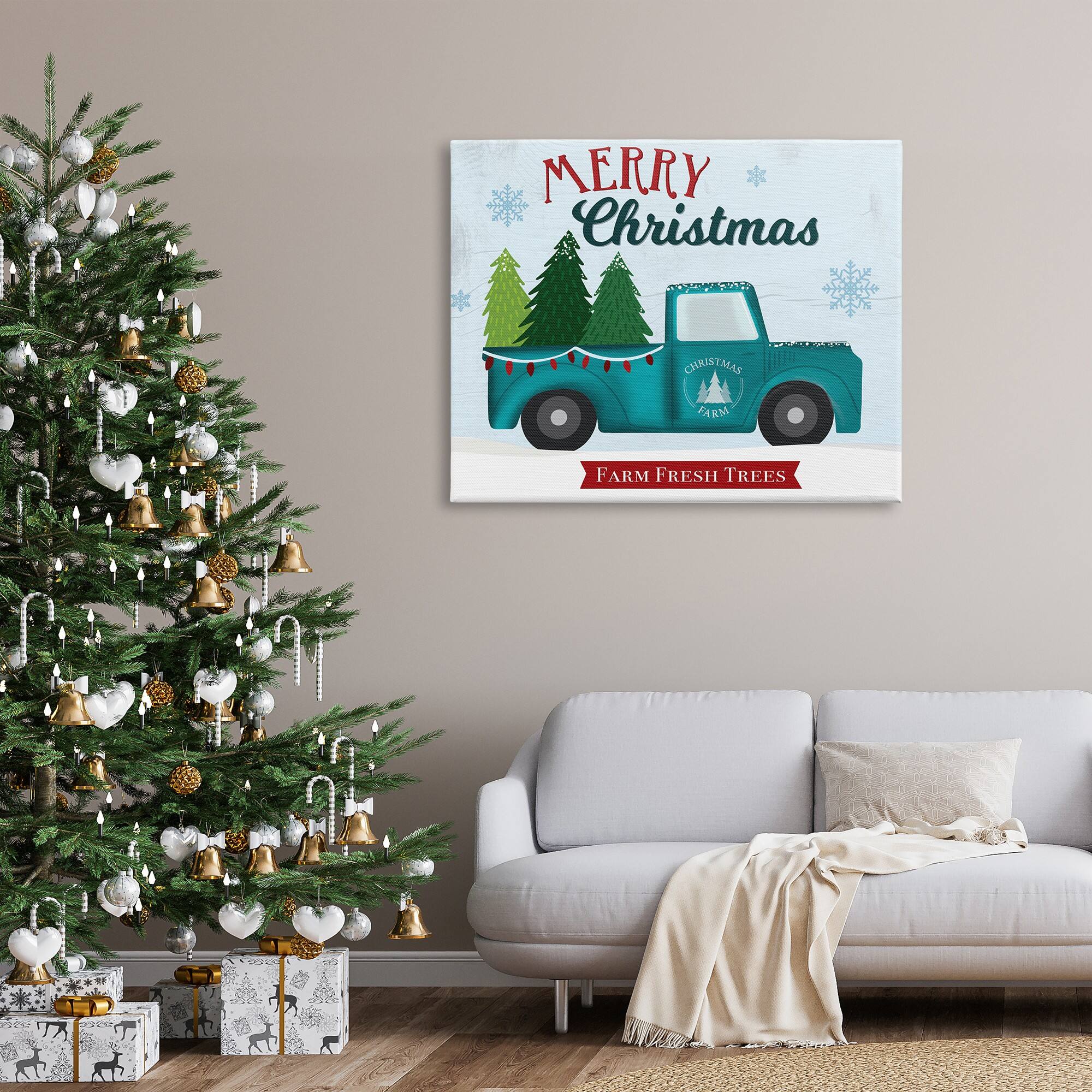 Stupell Industries Merry Christmas Farm Fresh Trees Sign Canvas Wall Art