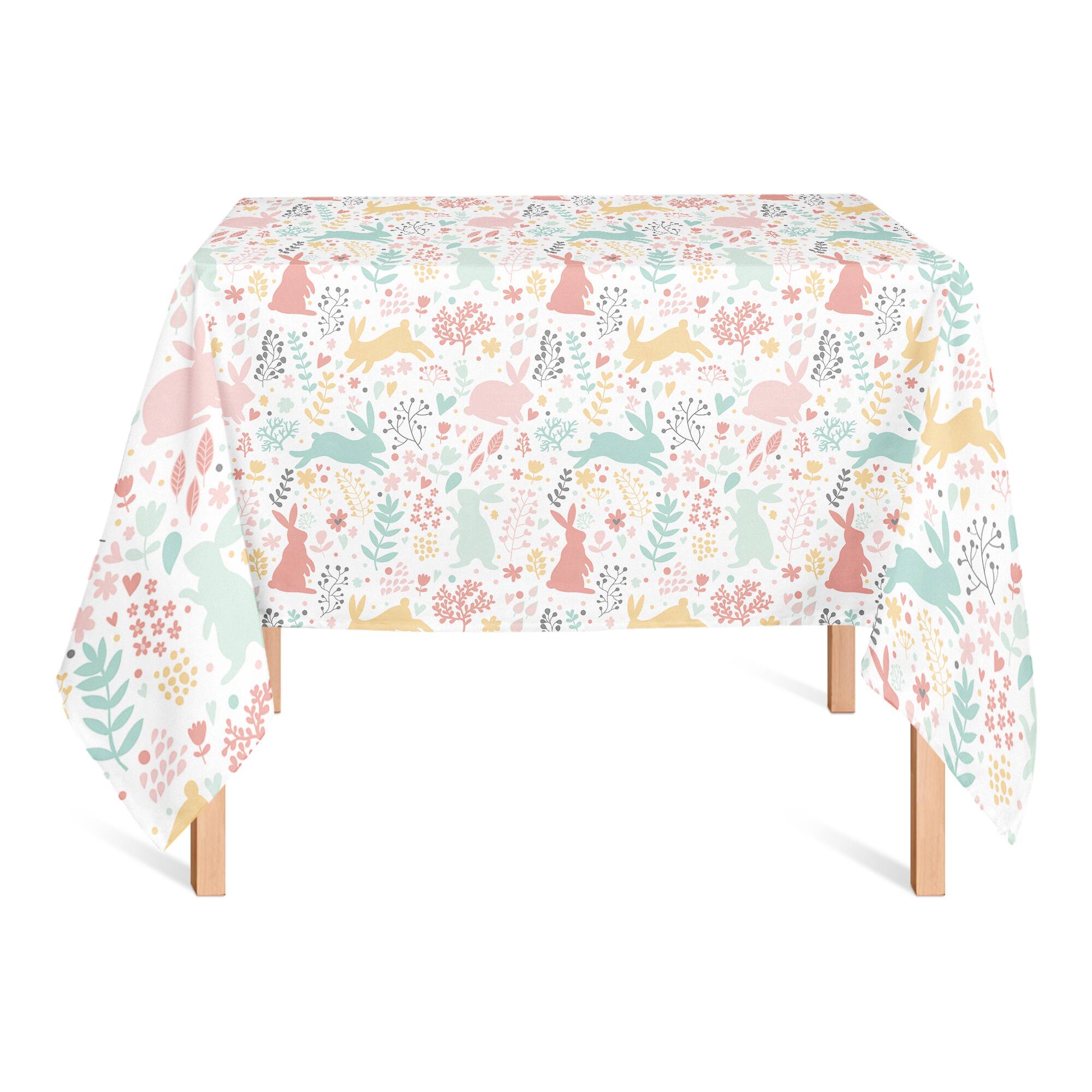 Scandinavian Bunny Pattern 58&#x22; x 58&#x22; Tablecloth