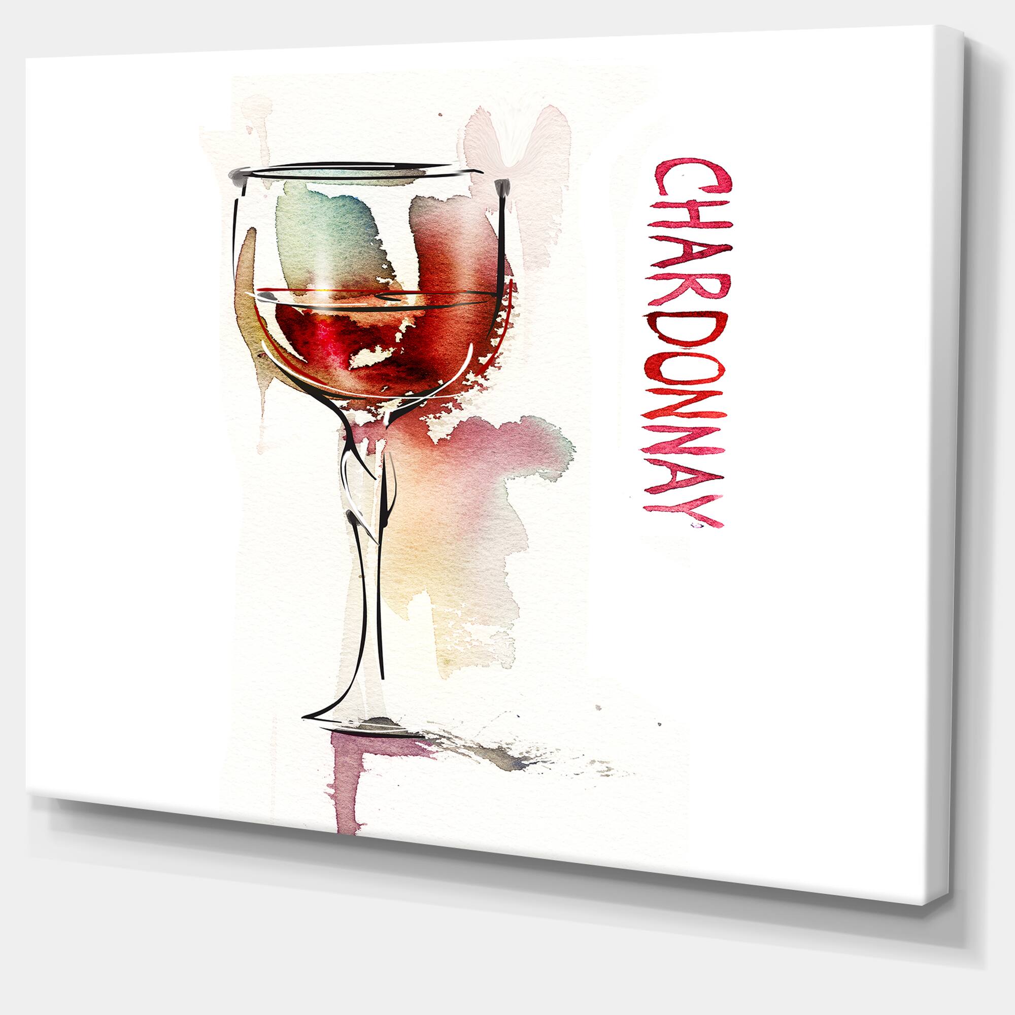 Designart - Red Wine on White Background - Contemporary Canvas Art Print
