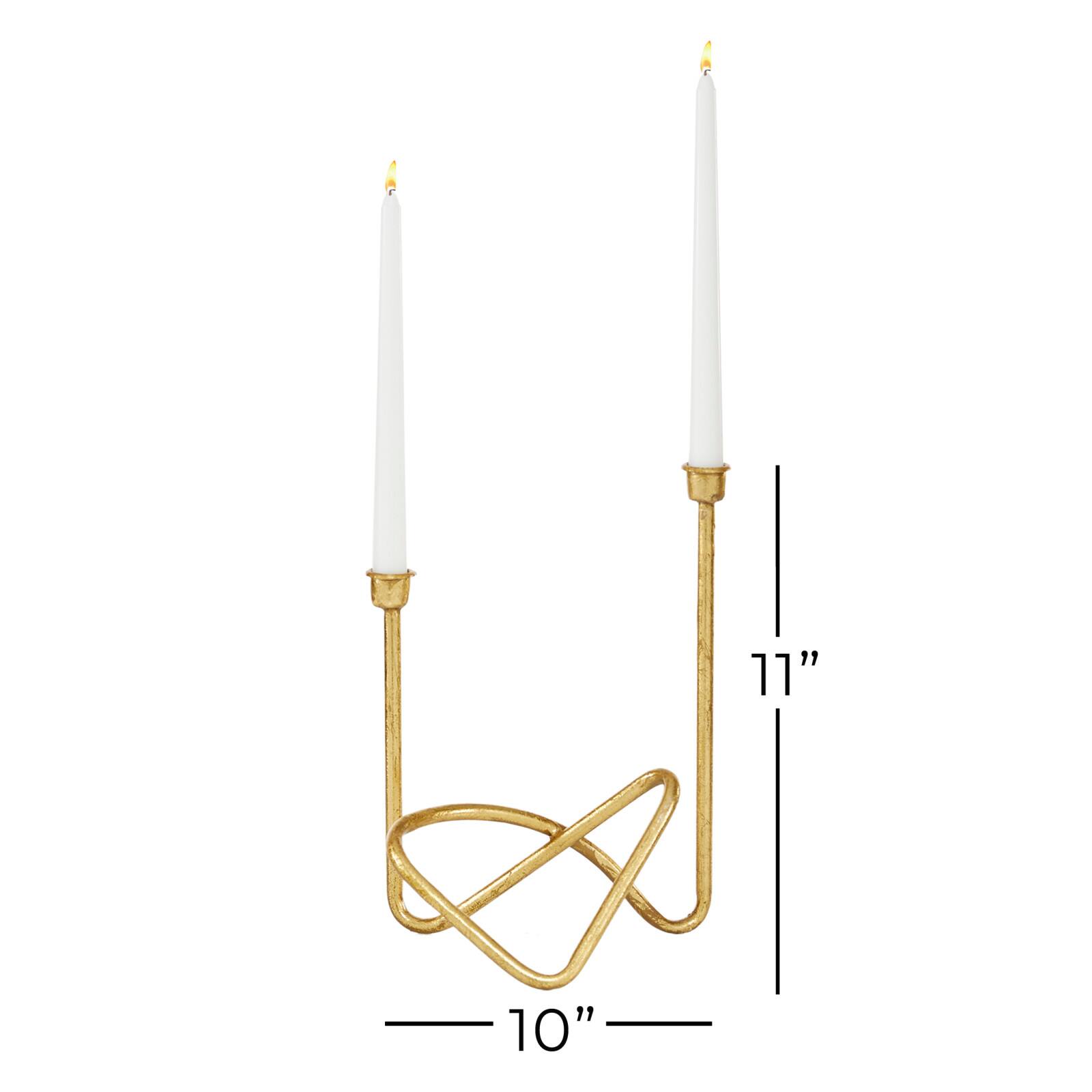 CosmoLiving by Cosmopolitan Gold Iron Contemporary Candlestick Holders, 11" x 10" x 6"