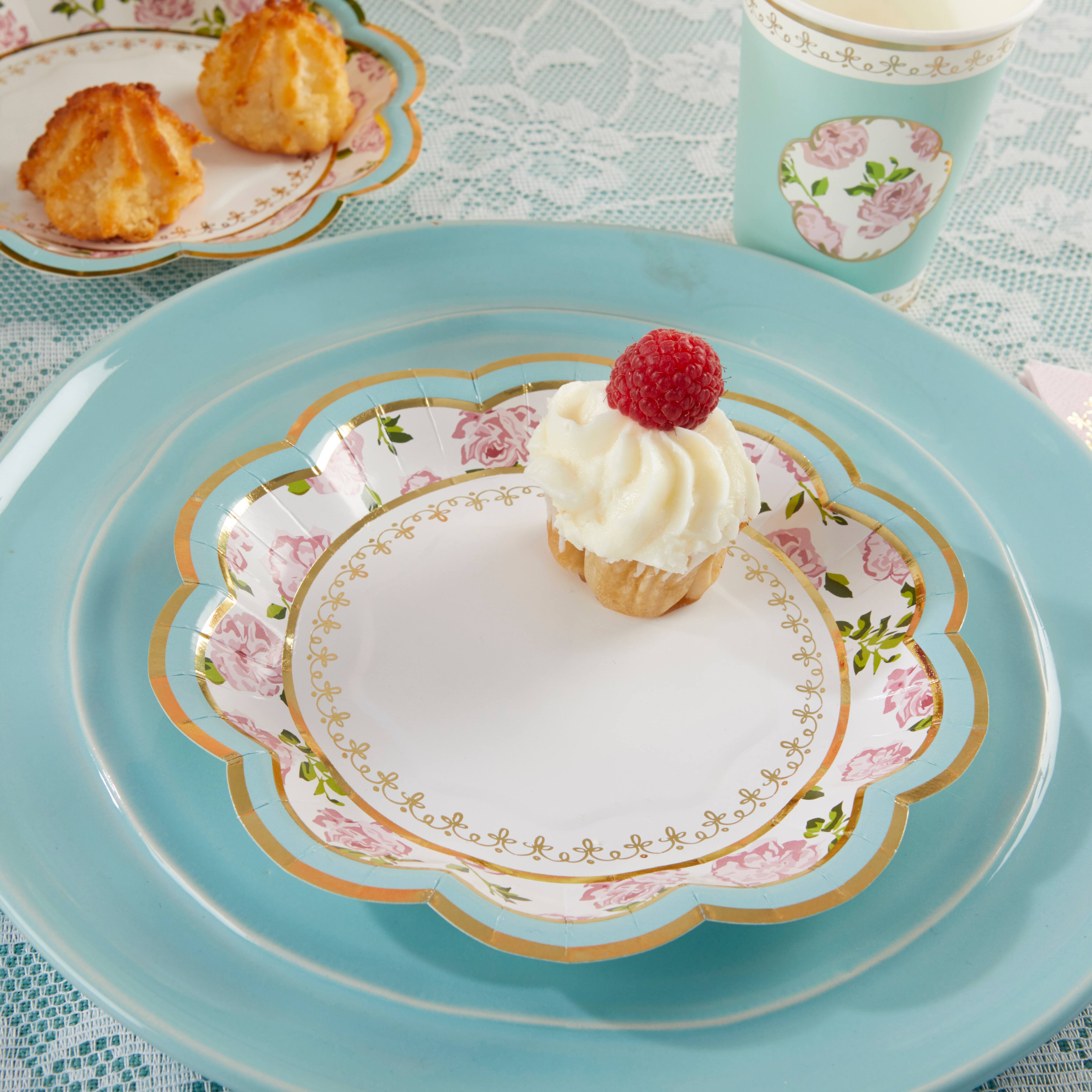 Kate Aspen® 7" Blue Tea Time Whimsy Paper Plates, 32ct.
