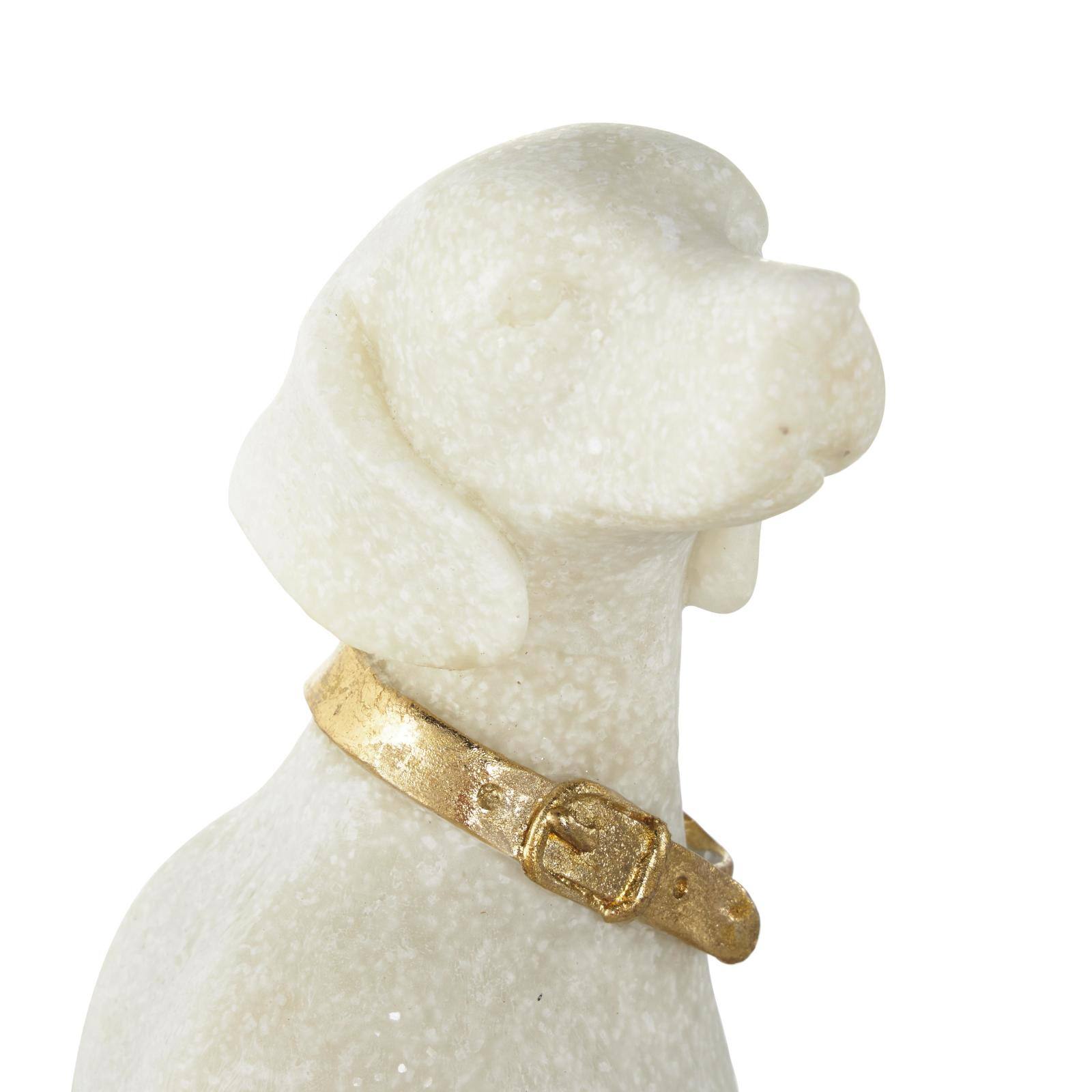 10" Cream Sitting Dog Sculpture with Gold Collar