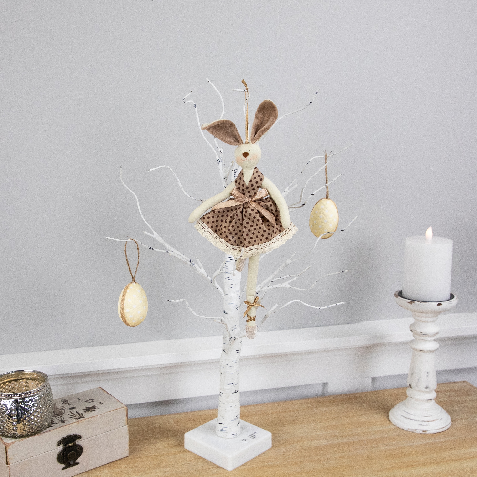 13" Brown Plush Ballerina Bunny Hanging Easter Décor