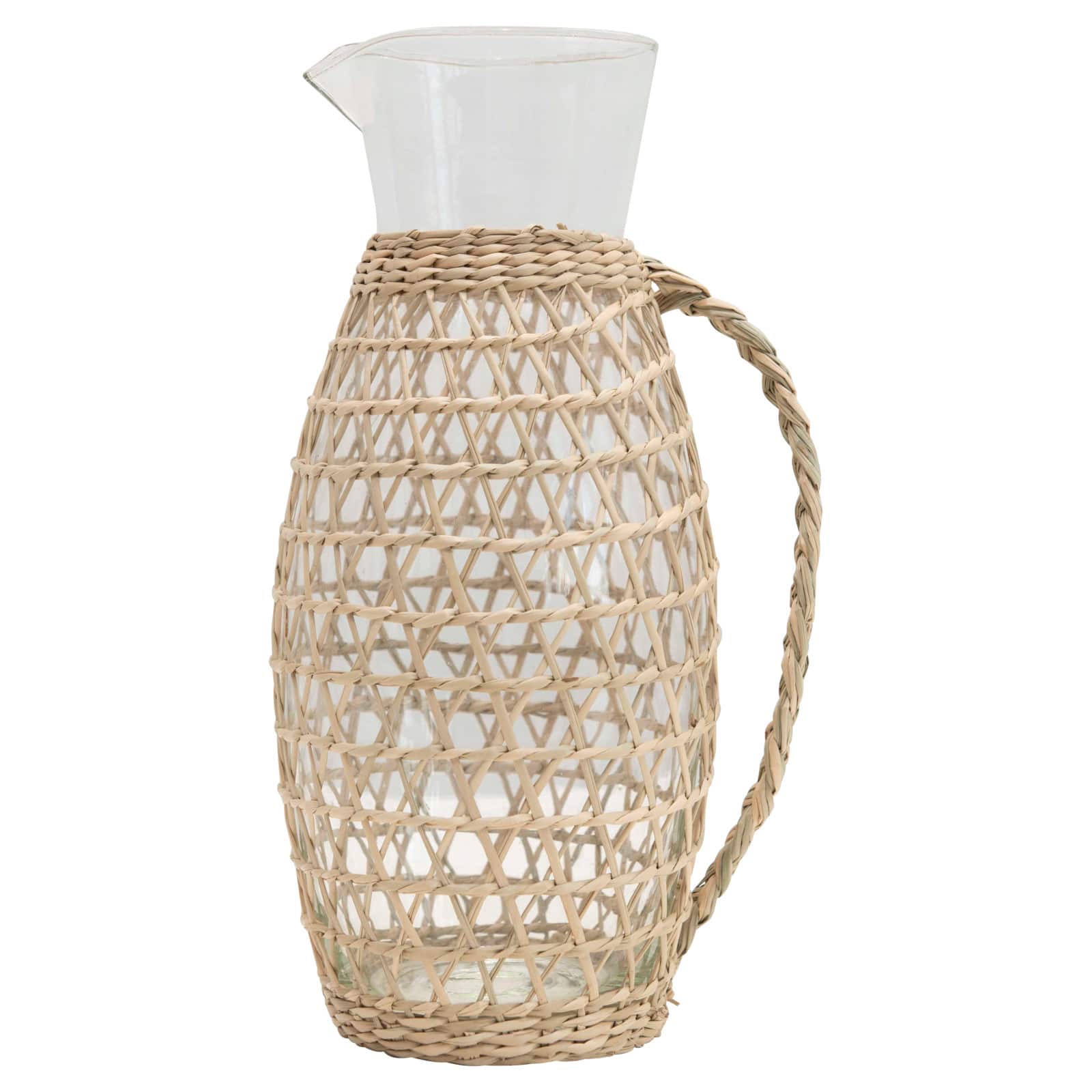Hello Honey® 9.5" Glass Pitcher with Seagrass Weave Jacket & Handle