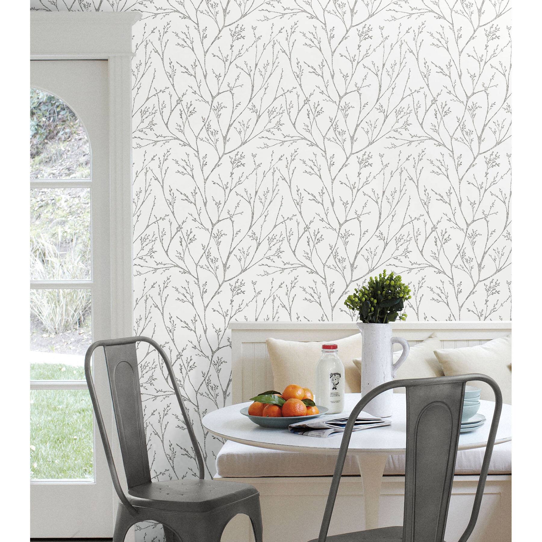 RoomMates Gray Tree Branches Peel &#x26; Stick Wallpaper