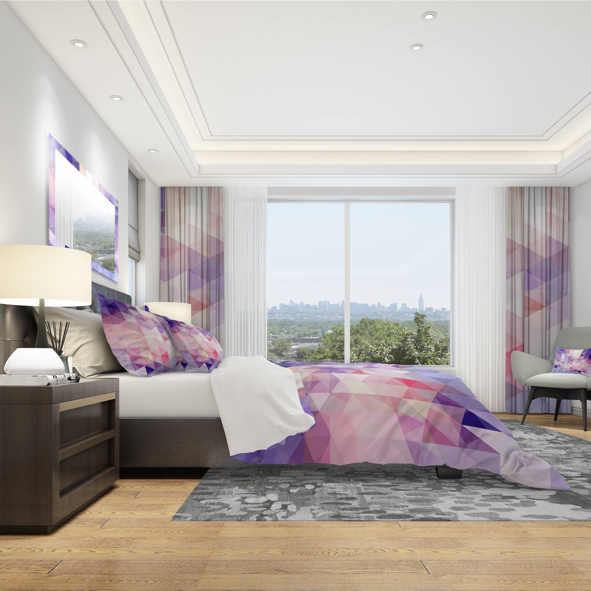 Designart 'Square Composition with Geometric Shapes' Modern & Contemporary Bedding Set