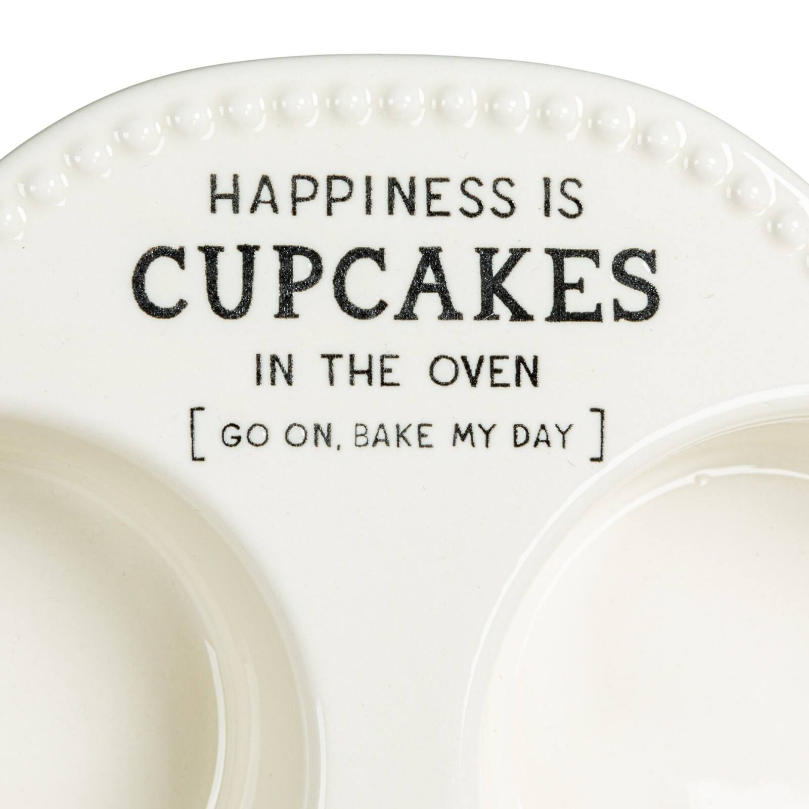 Hello Honey&#xAE; 12&#x22; White Happiness is Cupcakes Stoneware  Pan