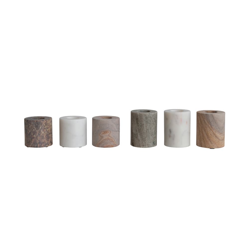 Hello Honey® Modern Marble Taper Candle Holders Set