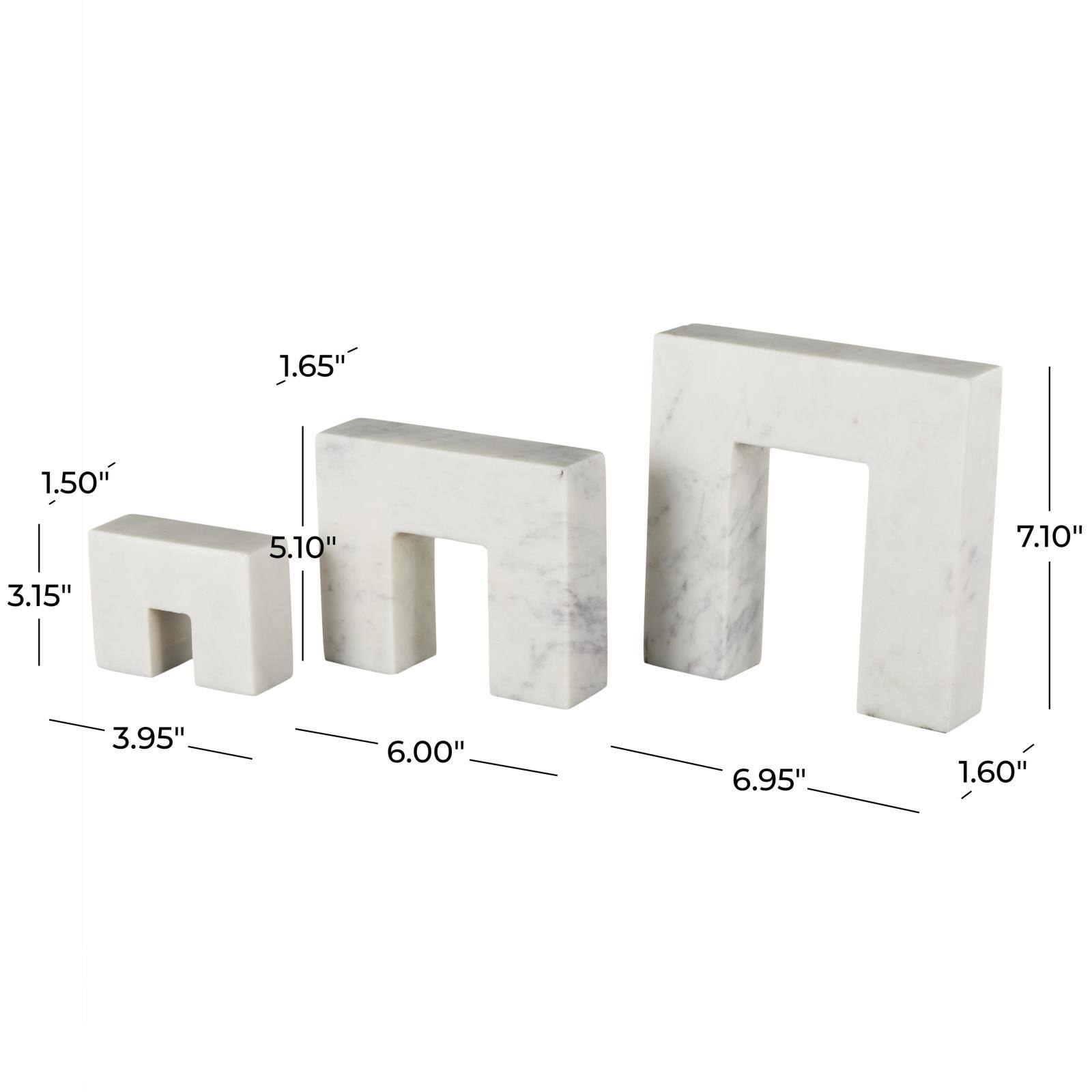 White Abstract Square Arch Marble Sculpture Set