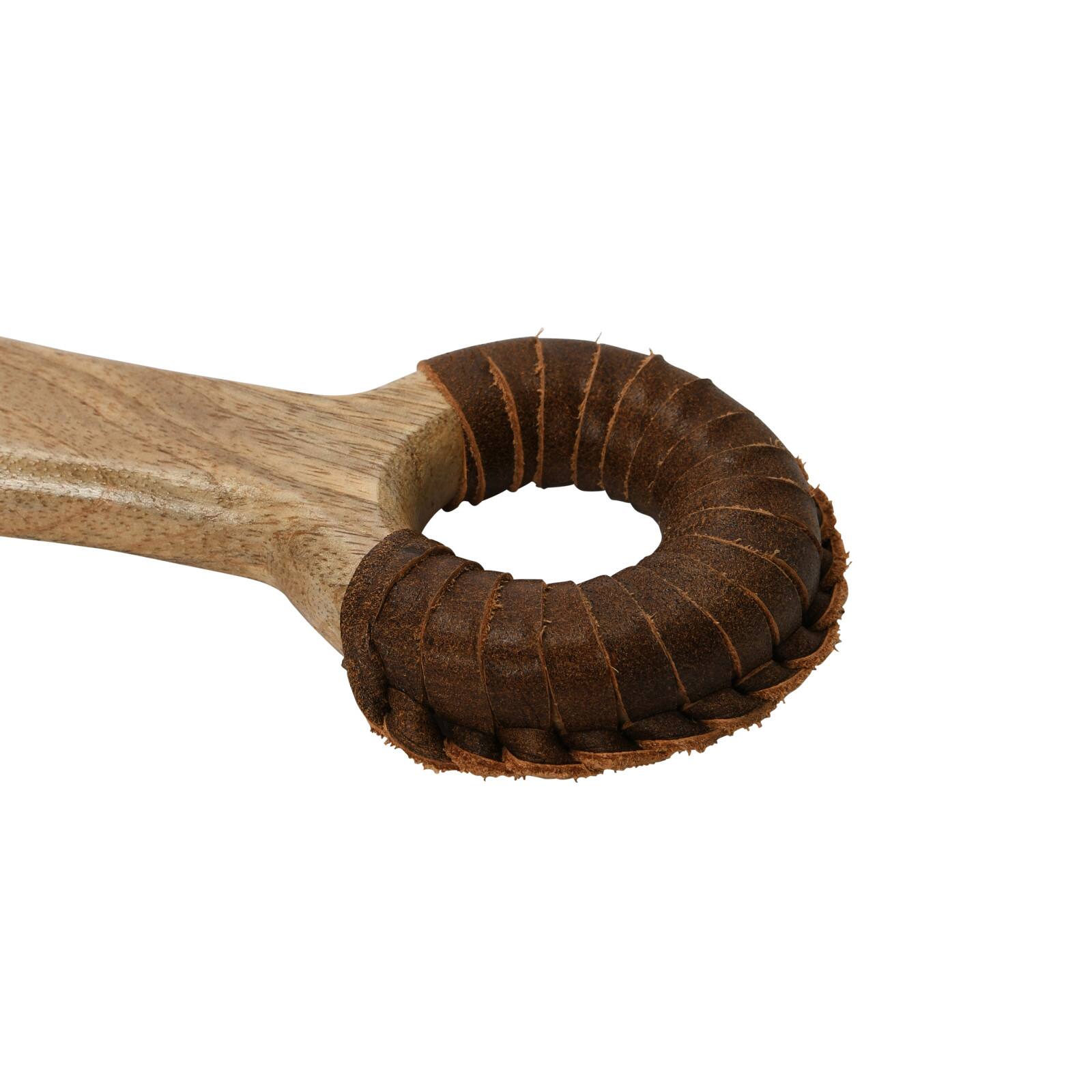 Hello Honey® Mango Wood Cutting Board with Braided Leather Handle