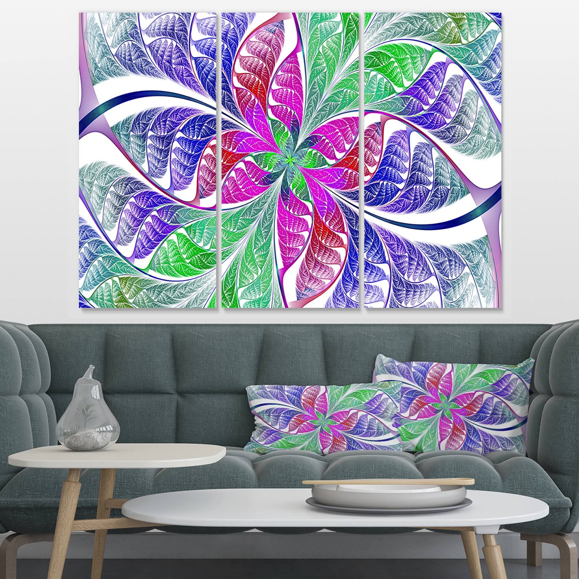Designart - Flower like Fractal Stained Glass - Abstract Wall Art Canvas