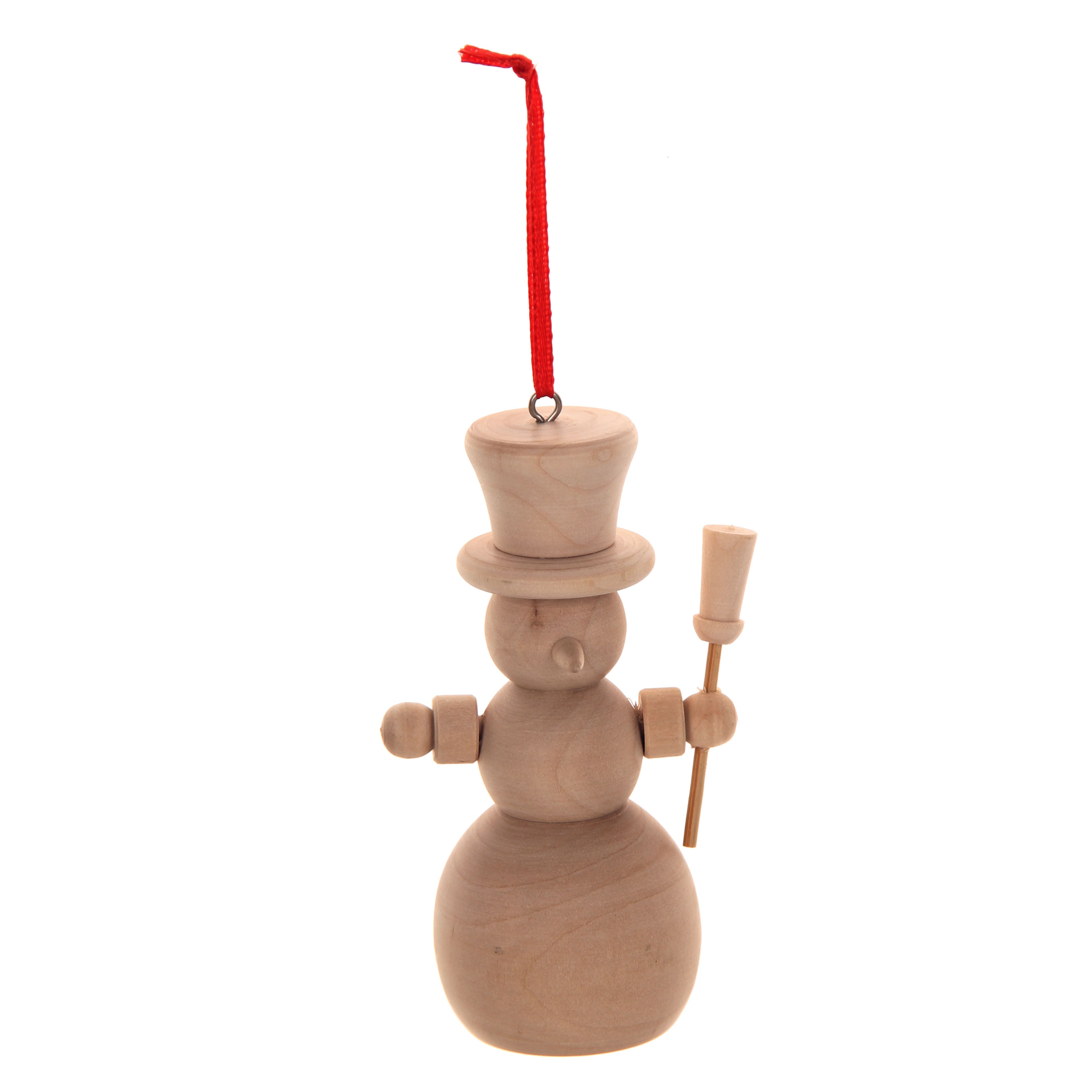4.25&#x22; Unfinished Snowman Figurine DIY Wood Ornament by Make Market&#xAE;