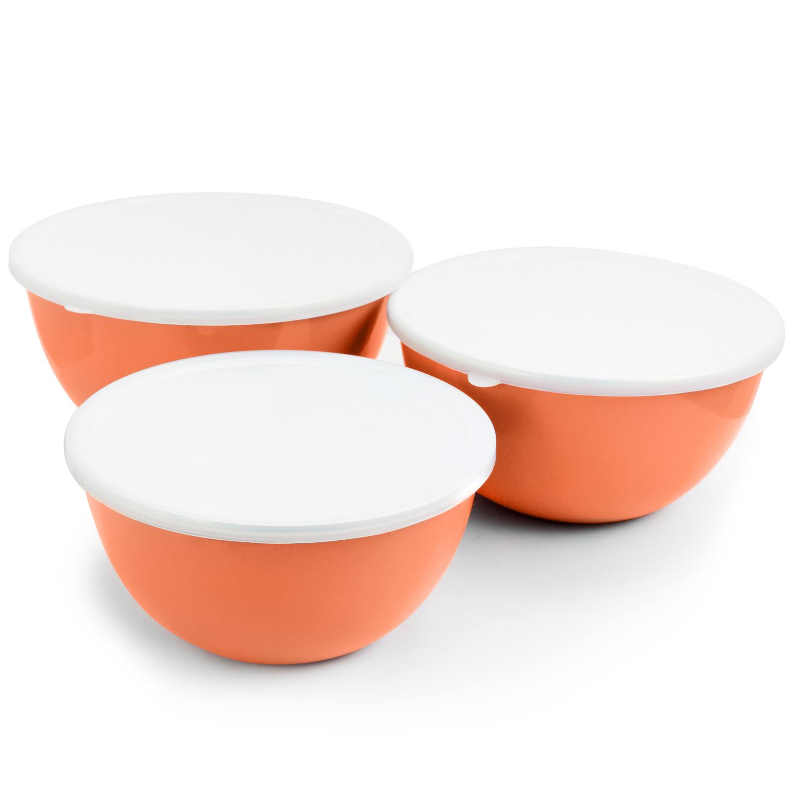 Gibson Home® Plaza Cafe Coral 3-Piece Stackable Nesting Mixing Bowl Set with Lids