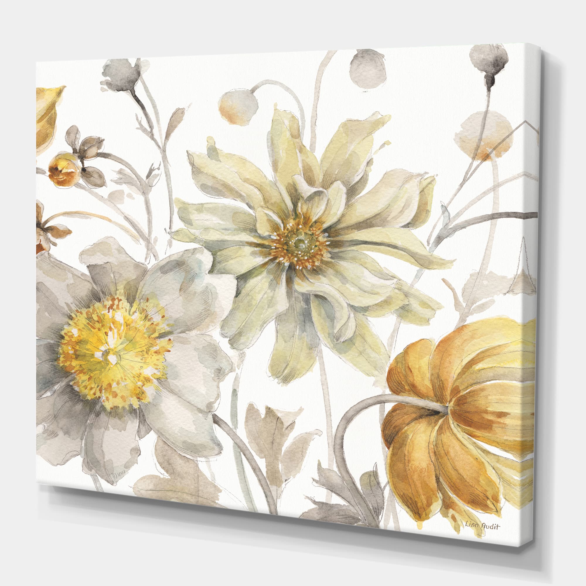 Designart - Fields of Gold Watercolor Flower V