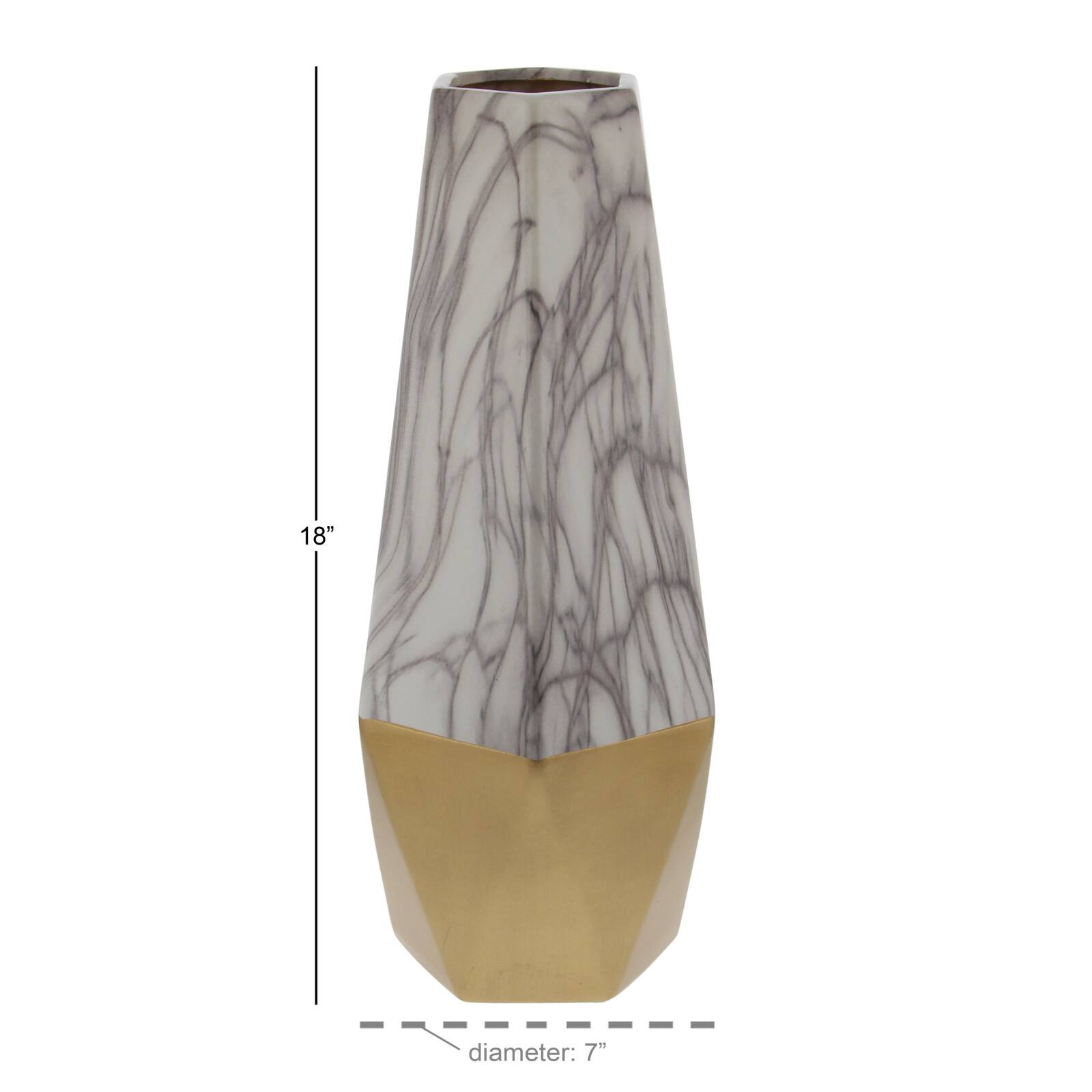 18&#x22; Gold Stoneware Contemporary Vase