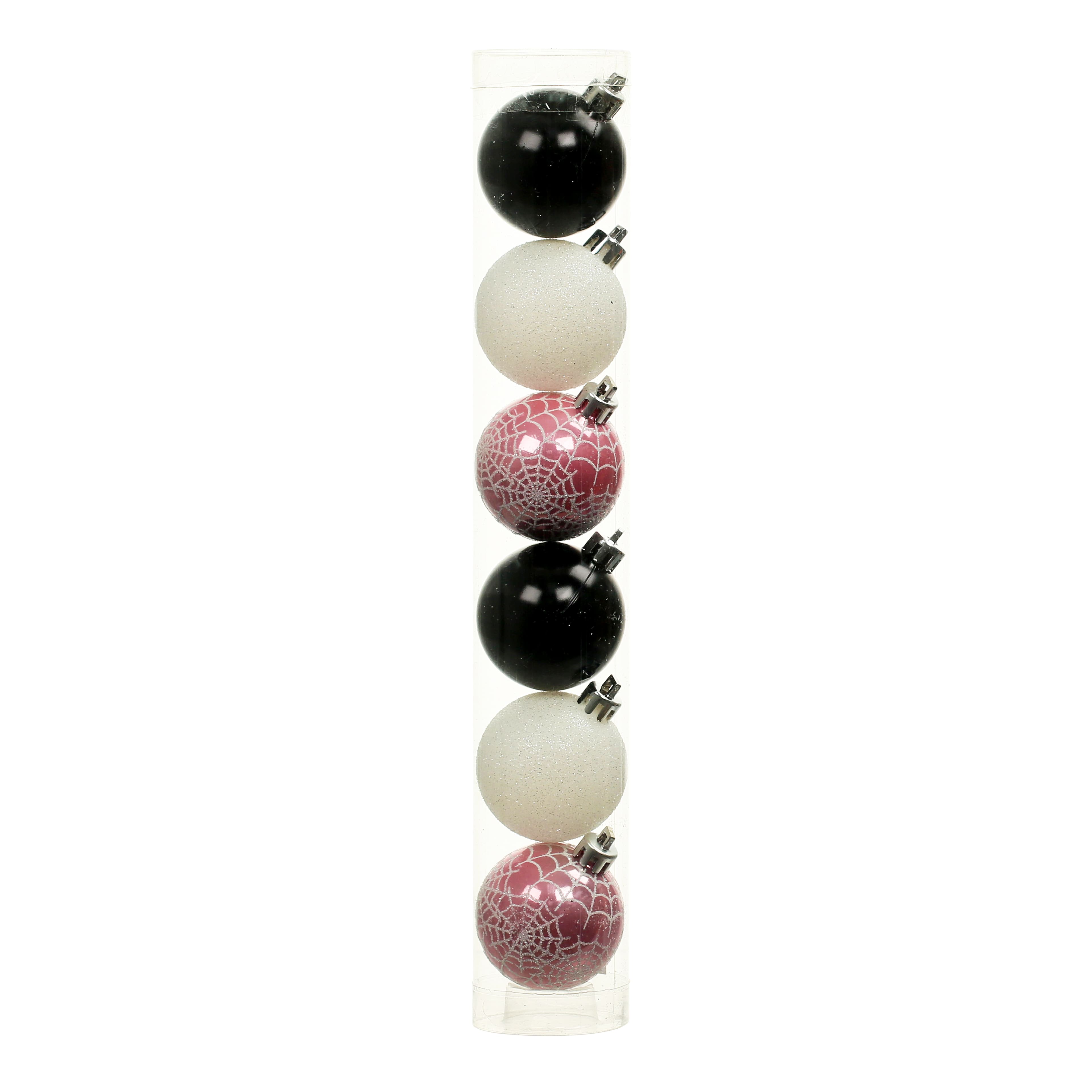 1.75" Pink, Black & White Halloween Ball Ornaments, 6ct. by Ashland®