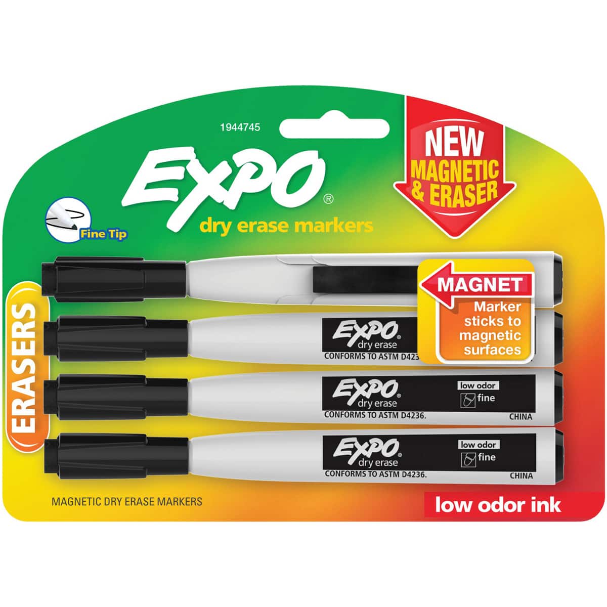 Expo&#xAE; Black Magnetic Dry Erase Fine Marker &#x26; Eraser Set
