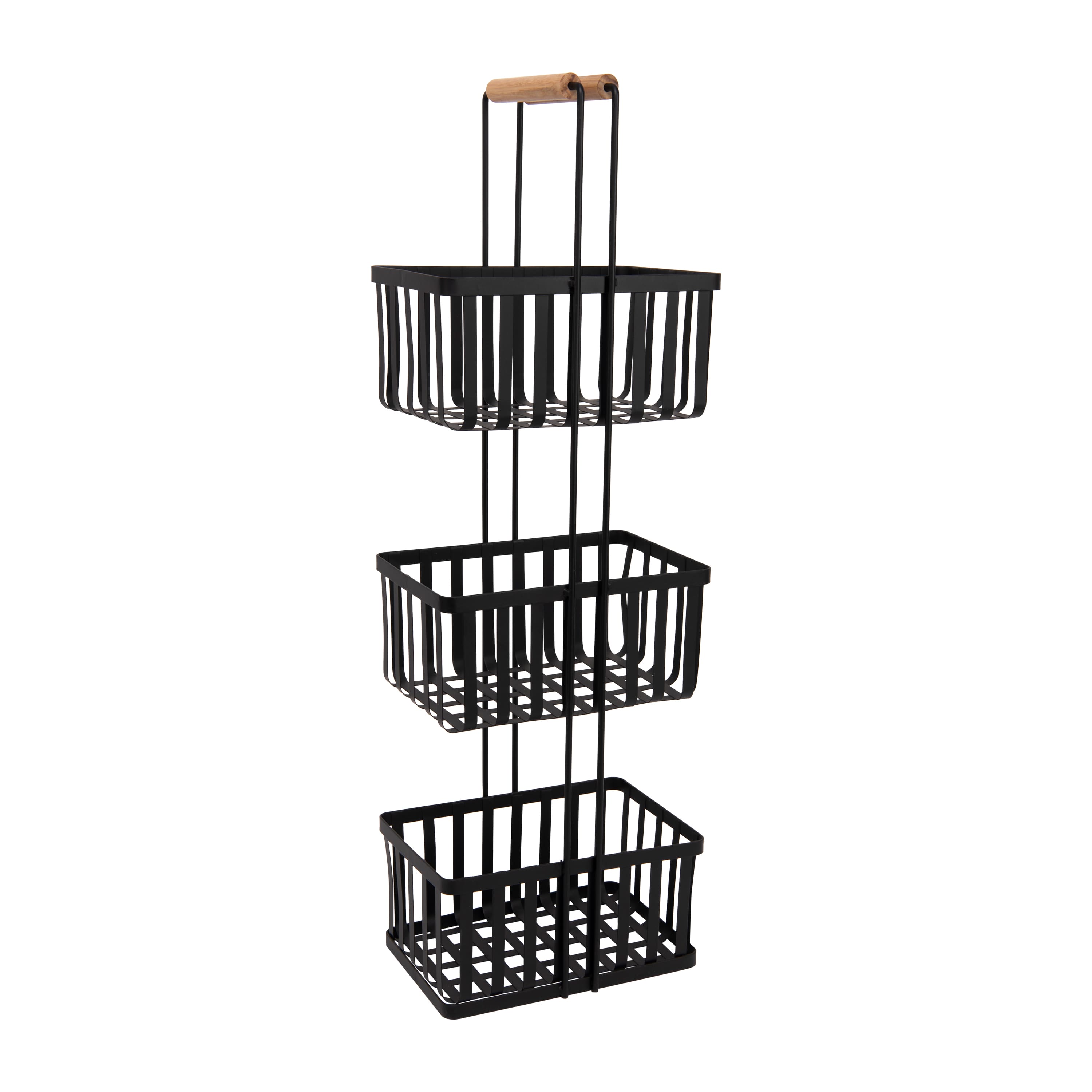 Simplify Black 3 Tier Metal Spa Tower with Bamboo Handles