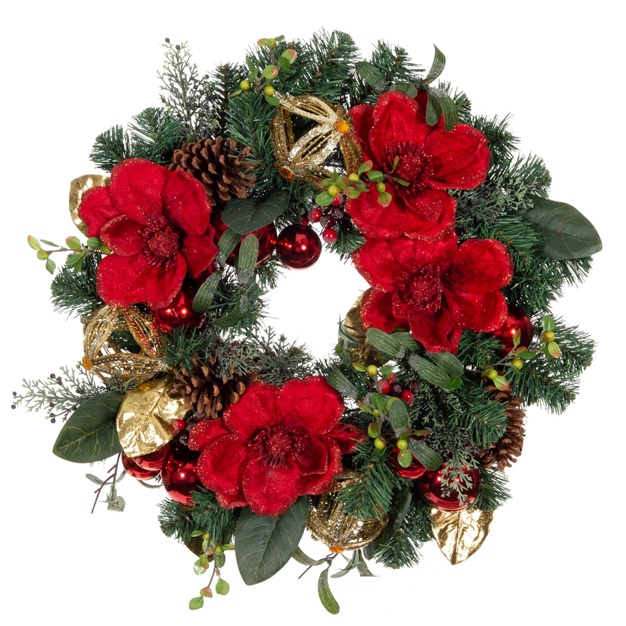 Village Lighting 24" Red Magnolia Wreath