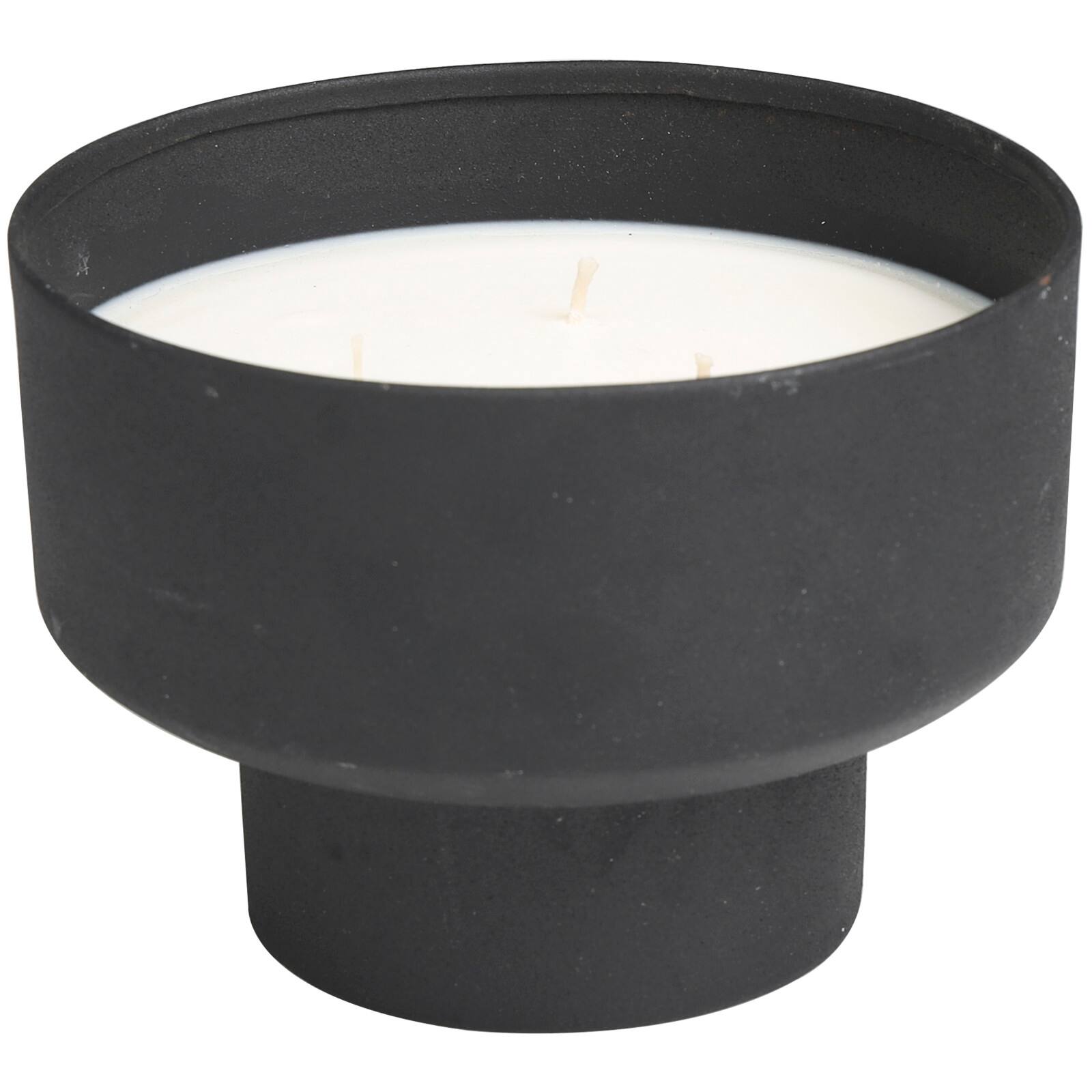 White Wax Campfire Scented Candle with Elevated Matte Black Container