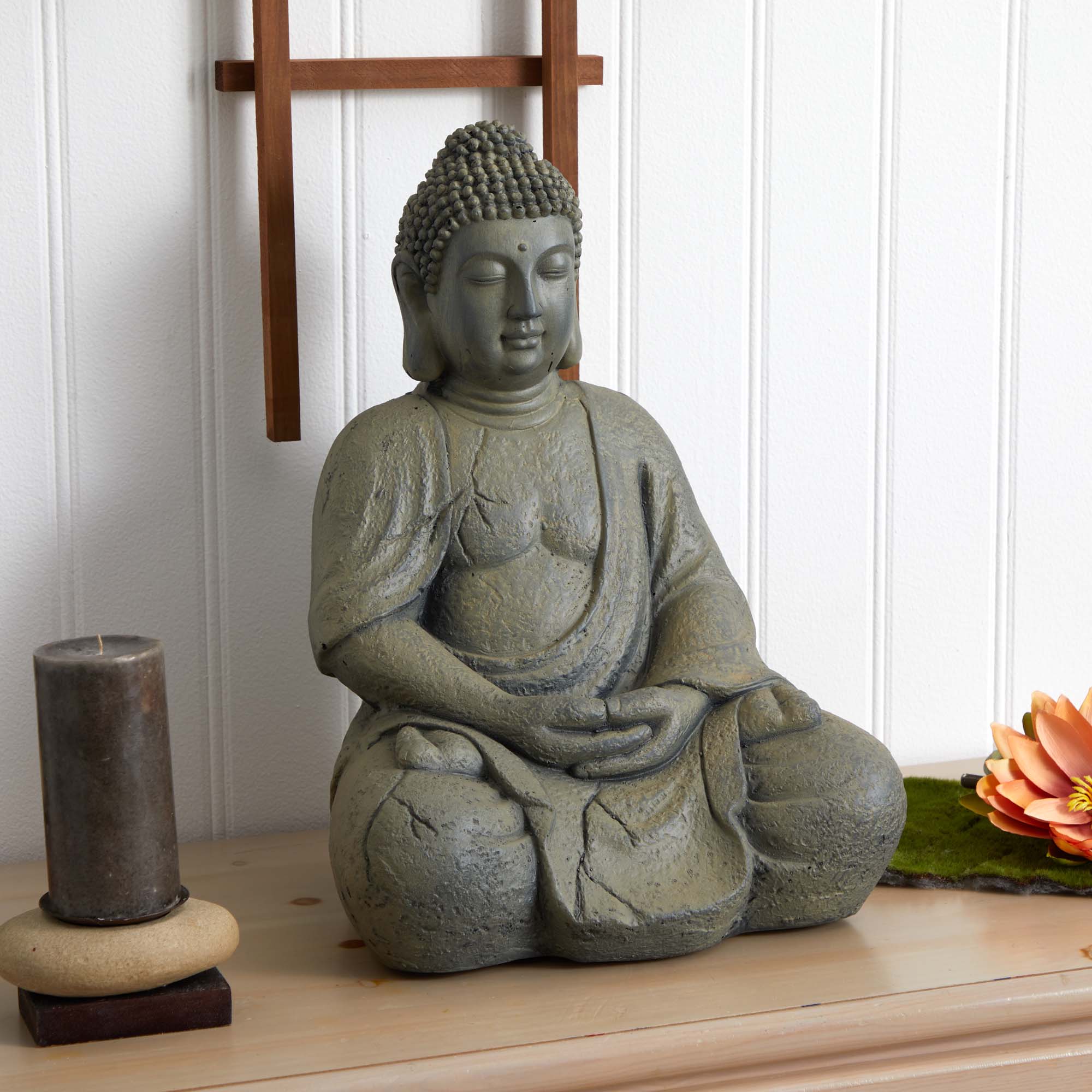19.75" Gray Buddha Statue