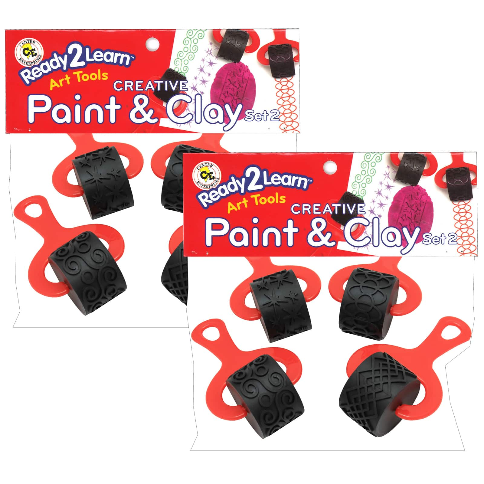 Ready 2 Learn&#xAE; Paint &#x26; Clay Red Explorer Rollers, 2 Set of 4