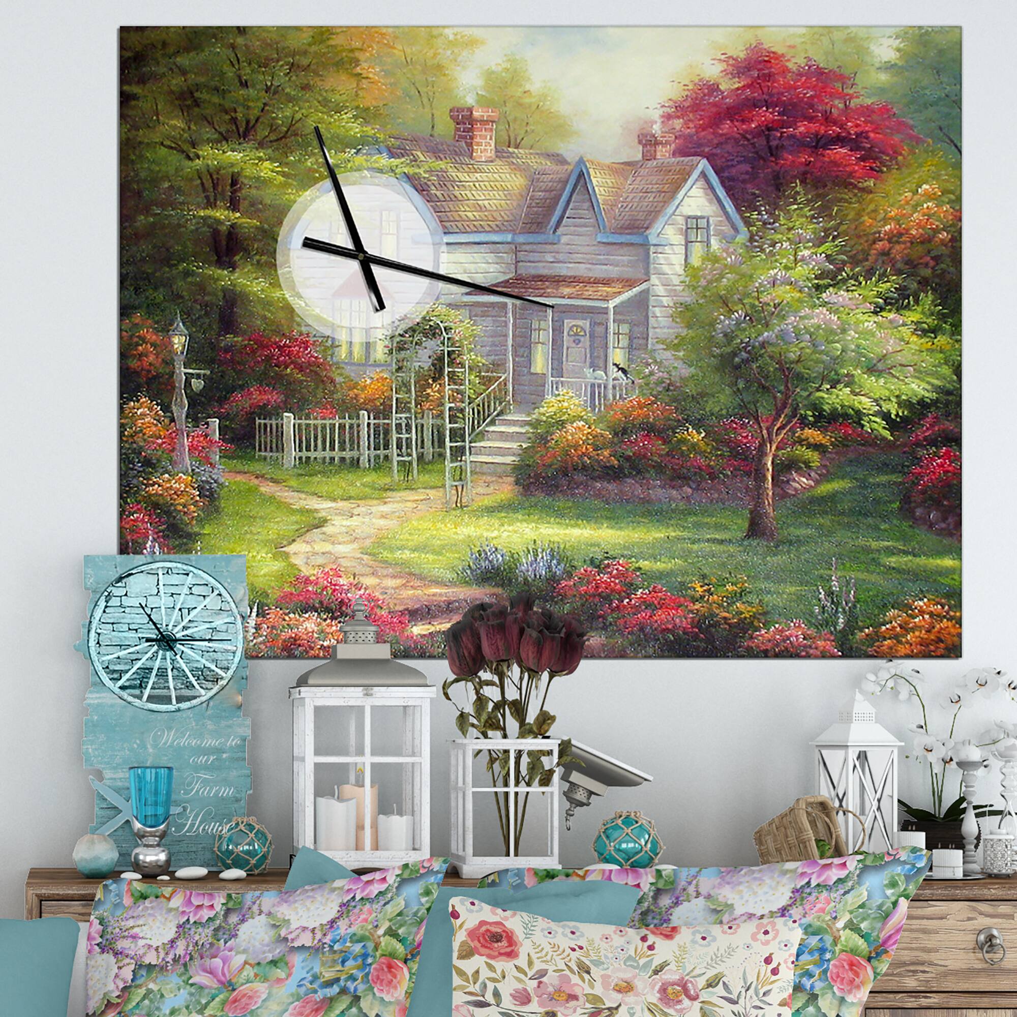 Designart The Home in Oil Painting Farmhouse Wall Clock