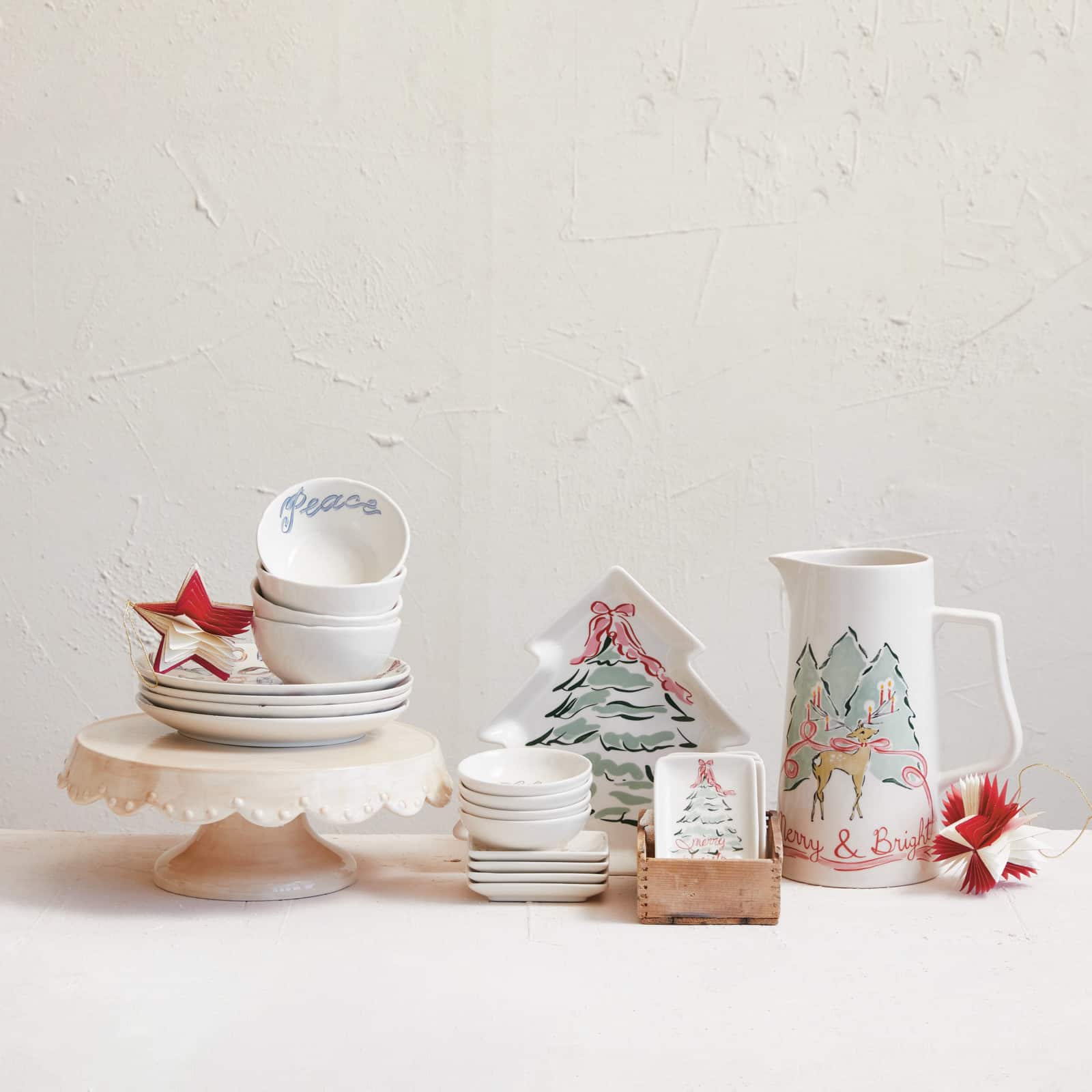 Hello Honey® 2qt. Multicolor Reindeer Stoneware Pitcher