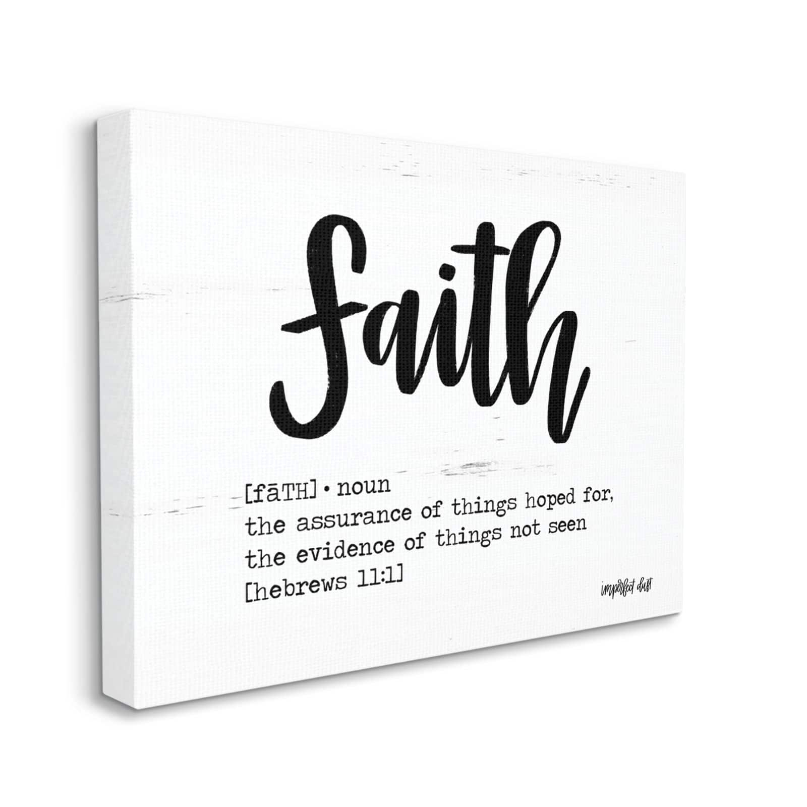 Stupell Industries Faith Definition Religious Black And White Word Design Canvas Wall Art