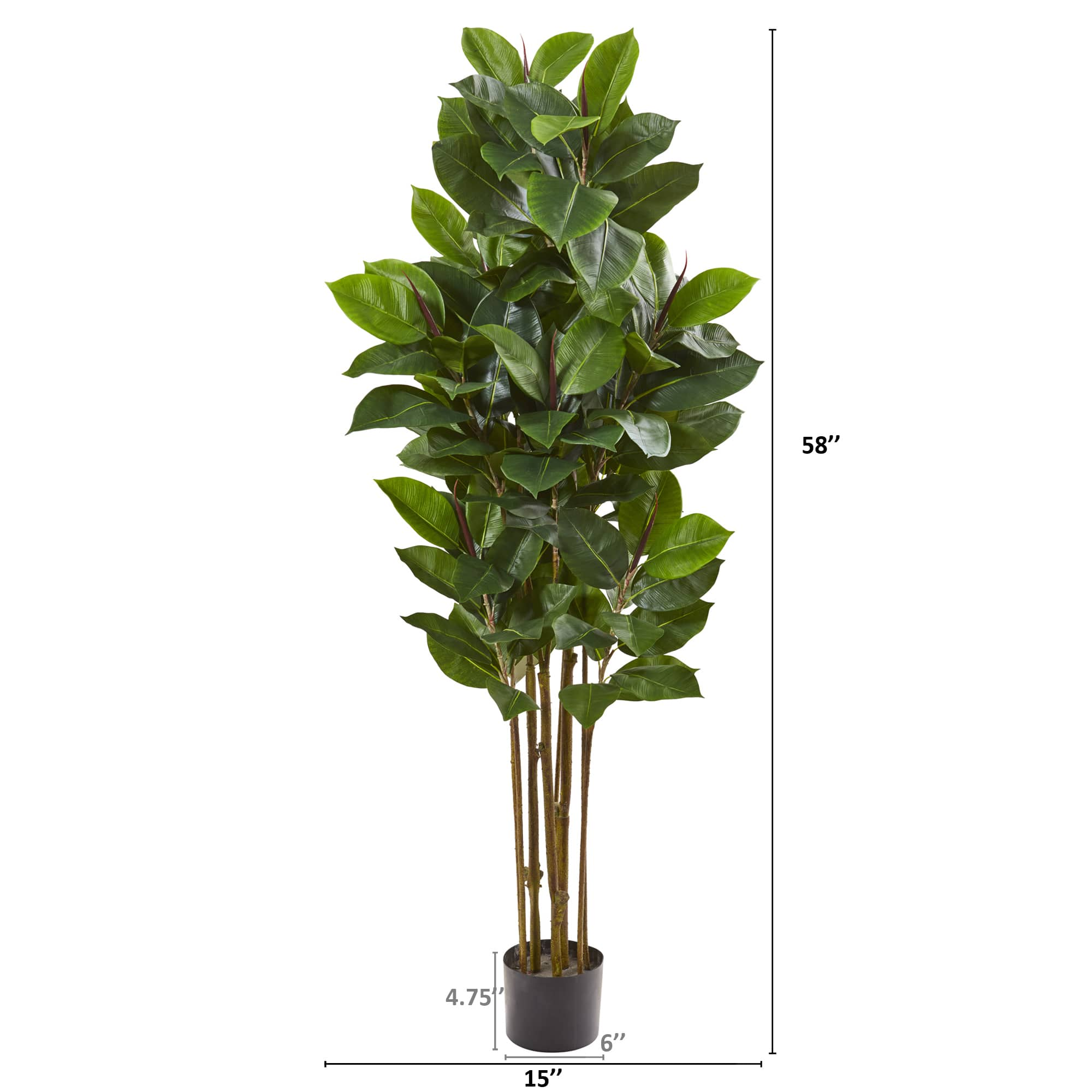 4.8ft. Potted Rubber Leaf Artificial Tree