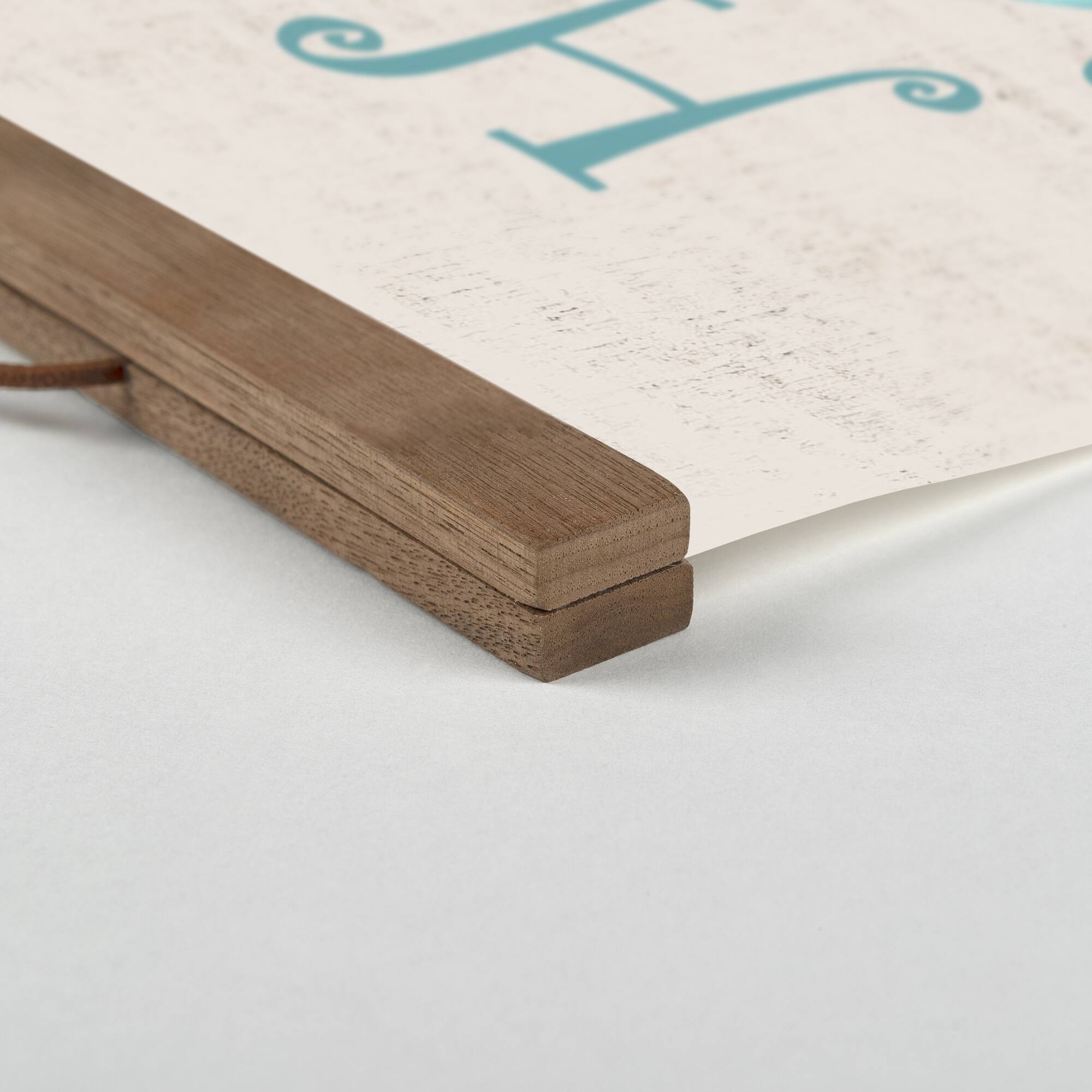 Happy Holidays Teak Hanging Canvas