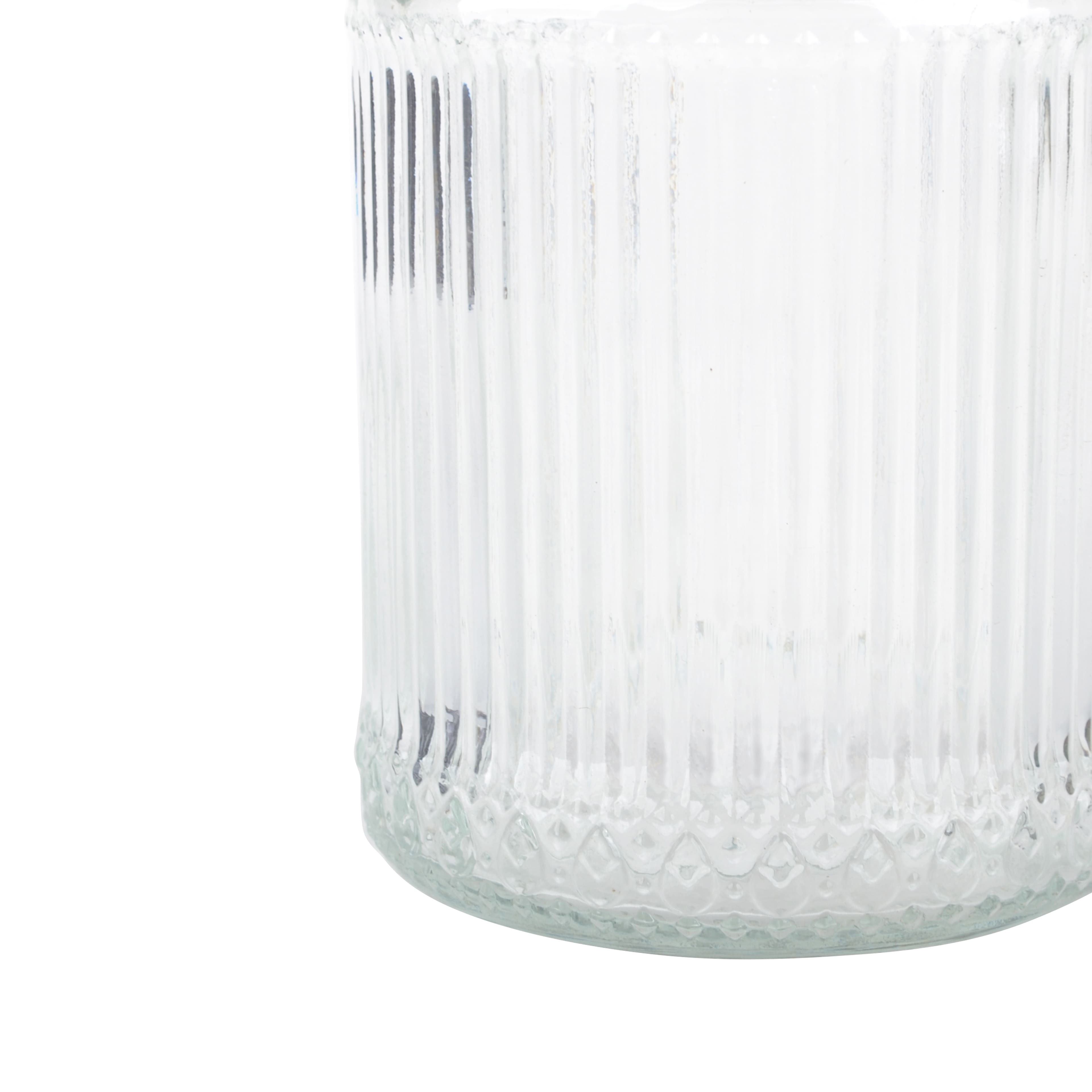 Medium Clear Ribbed Glass Container with Wood Lid by Ashland&#xAE;