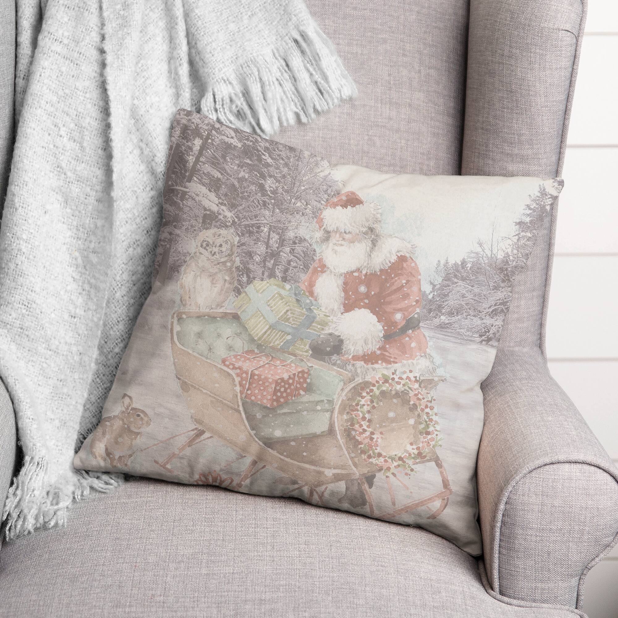 Snowy Sleigh 18" x 18" Indoor/Outdoor Pillow