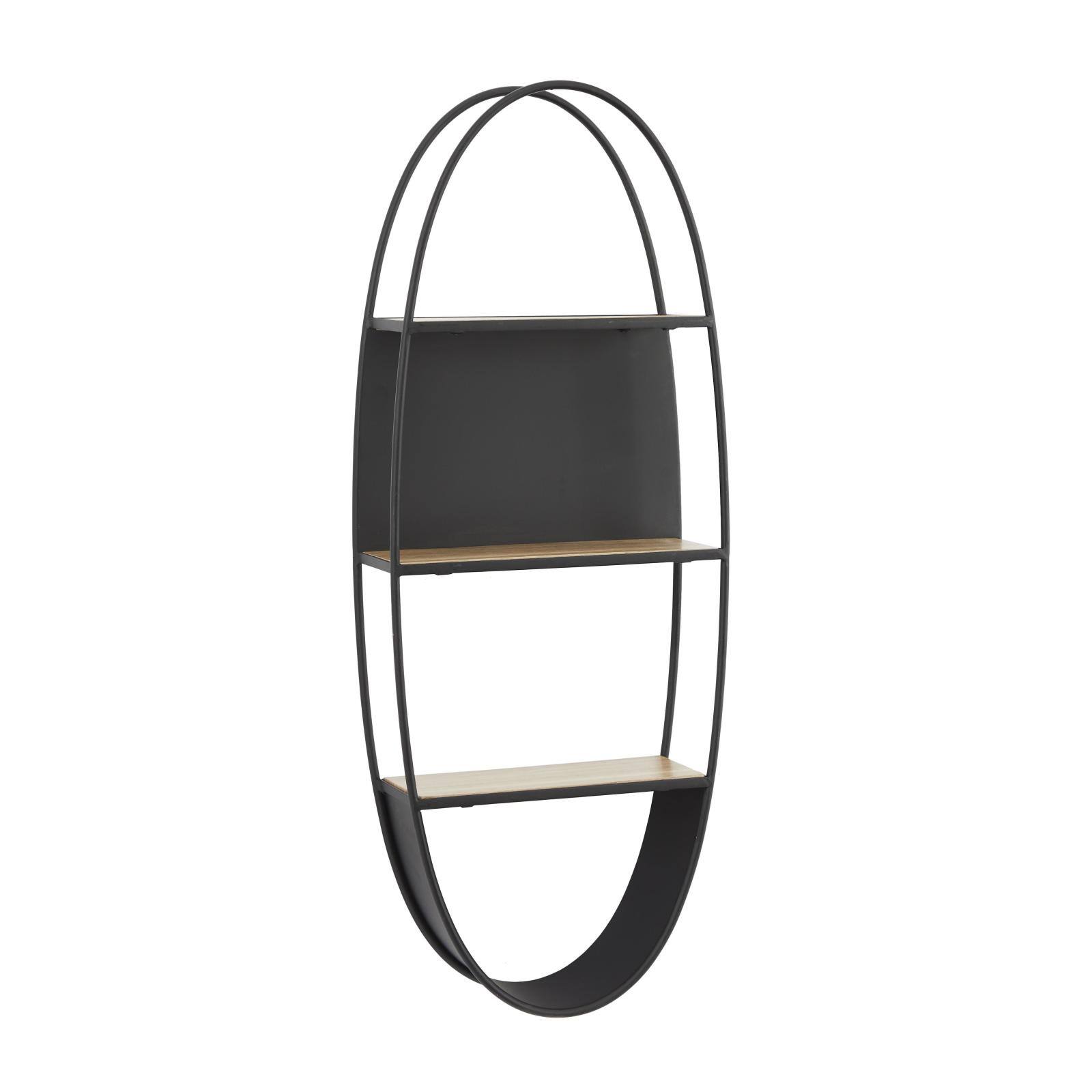 40&#x22; Black Contemporary Metal Wall Shelf